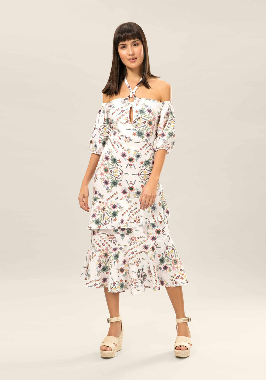 Vestido Mídi Em Linho  Estampa, . Vestido Mídi Em Linho  Estampa, , large.