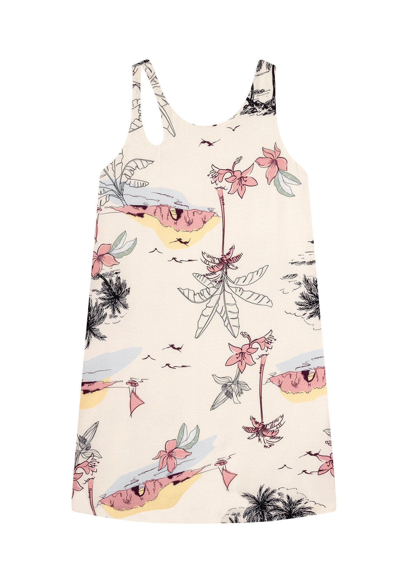 Vestido Recorte Gota Estampa Dream, , large.