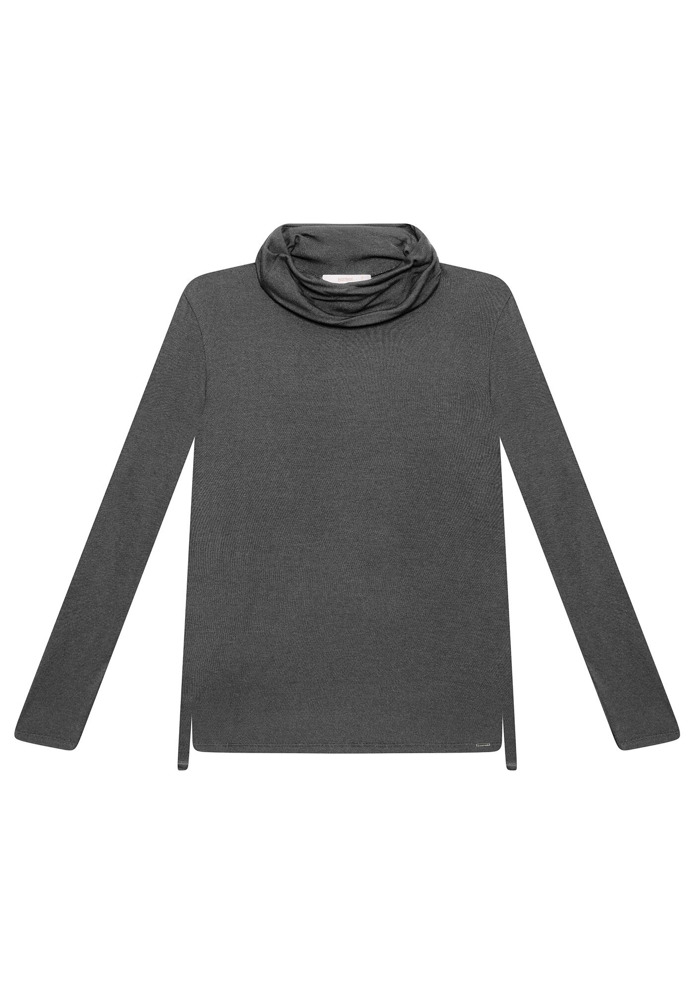 Blusa Manga Longa Gola Alta Mescla Escuro, , large.