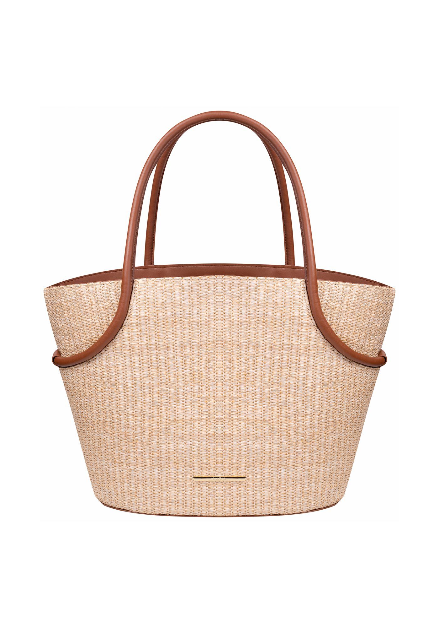 Bolsa Tote Grande em R&aacute;fia com Detalhe Al&ccedil;a, , large.