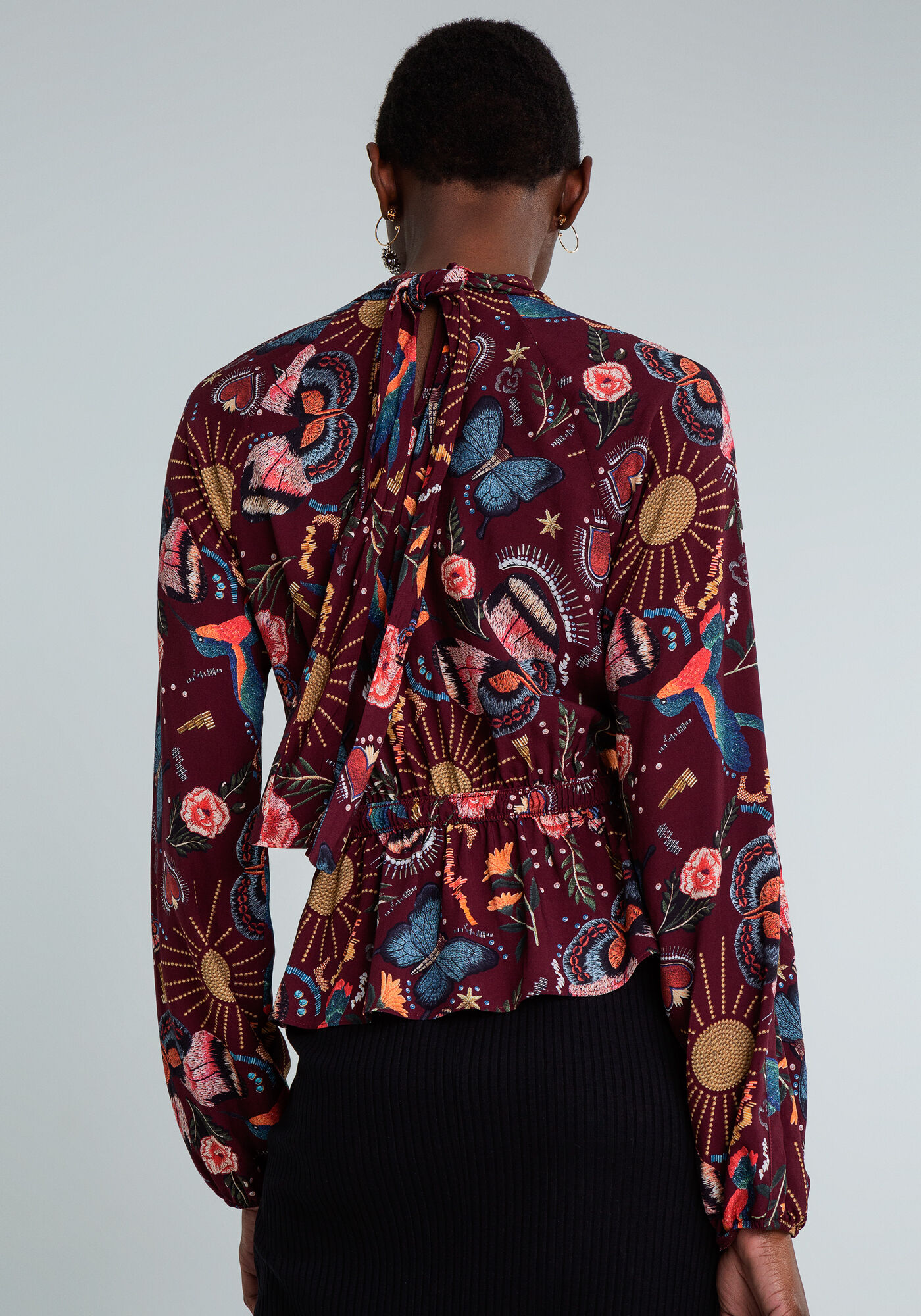 Blusa Amarra&ccedil;&atilde;o Gola Estampa, JARDIM BORDADO, large.