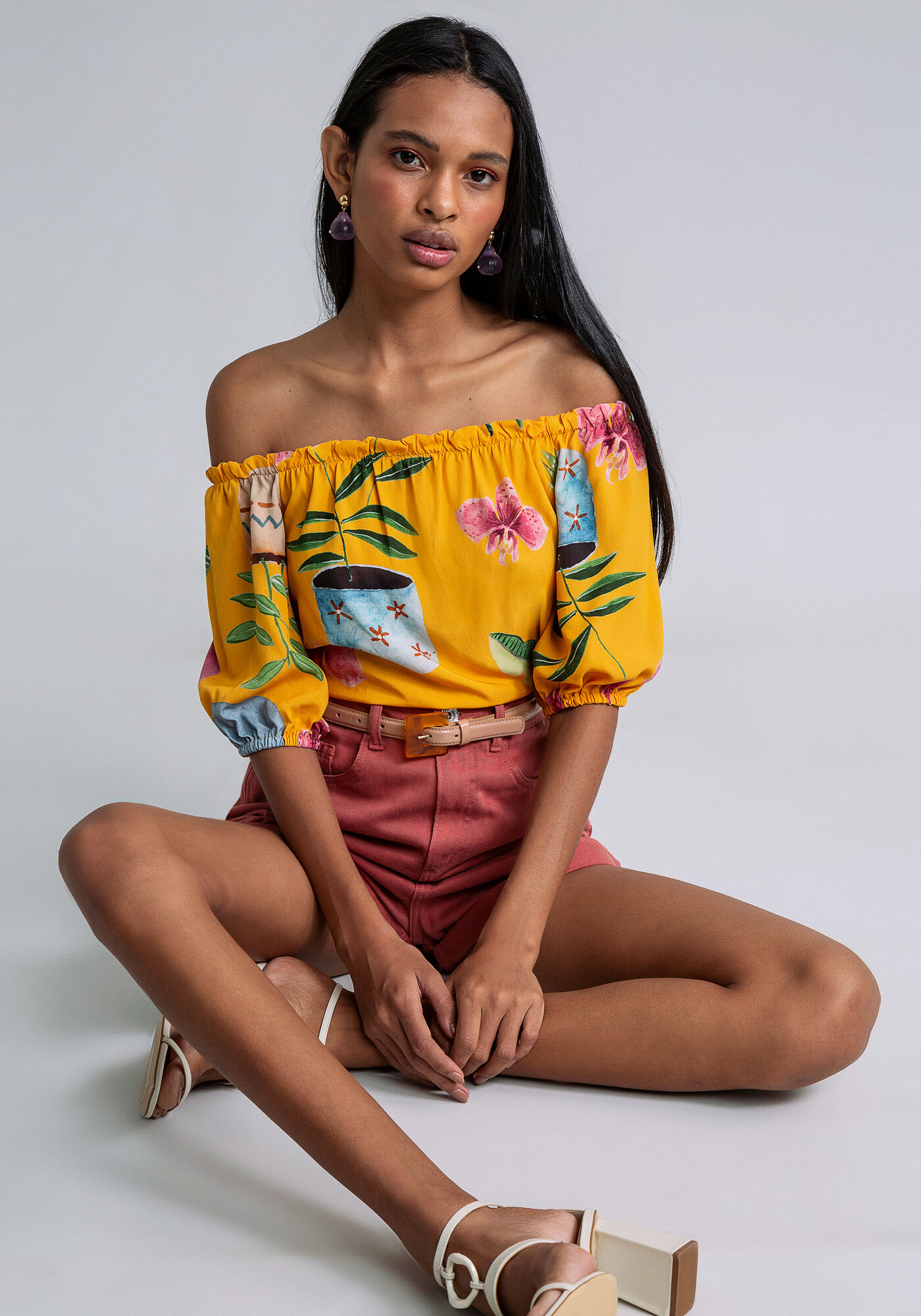 Blusa Ombro a Ombro com Top Faixa, , large.