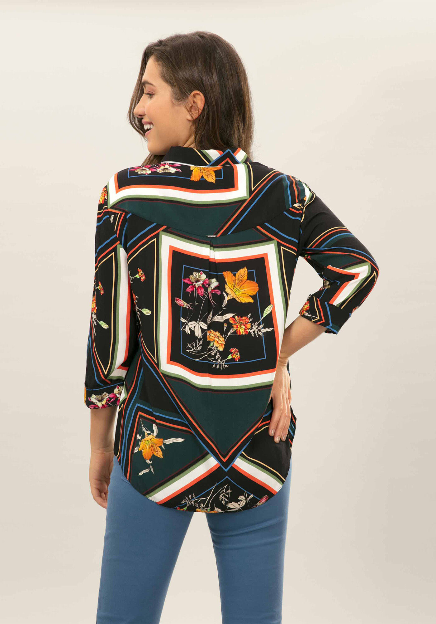 Camisa Com Manga 3/4 Estampa Manton, , large.