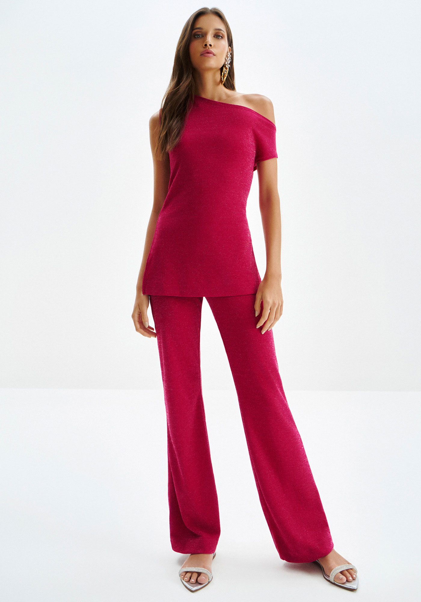 Blusa Alongada em Malha Crepe com Ombro S&oacute;, , large.