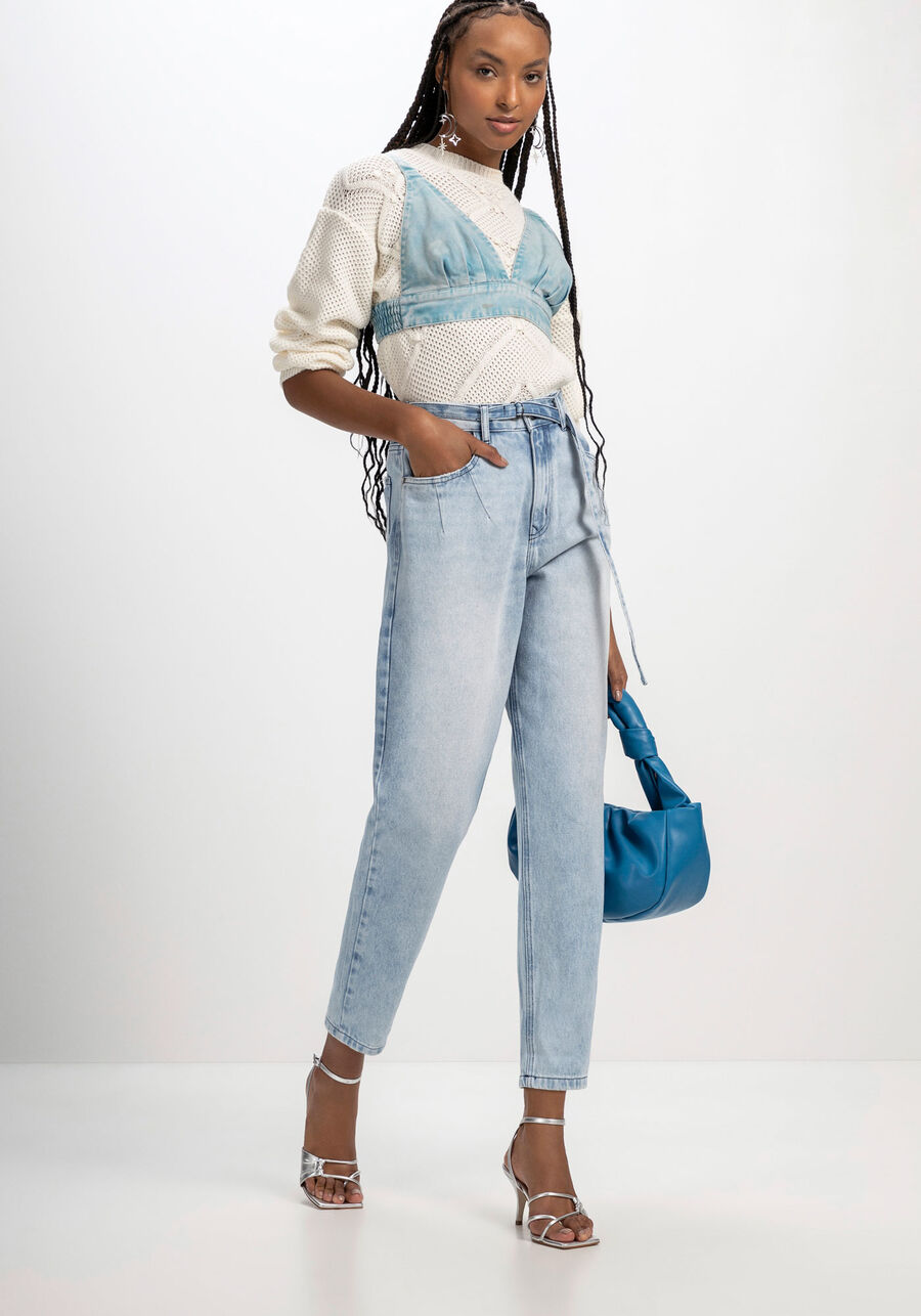 Calça Jeans Baggy Cropped Super Alta, JEANS. Calça Jeans Baggy Cropped Super Alta, JEANS, large.