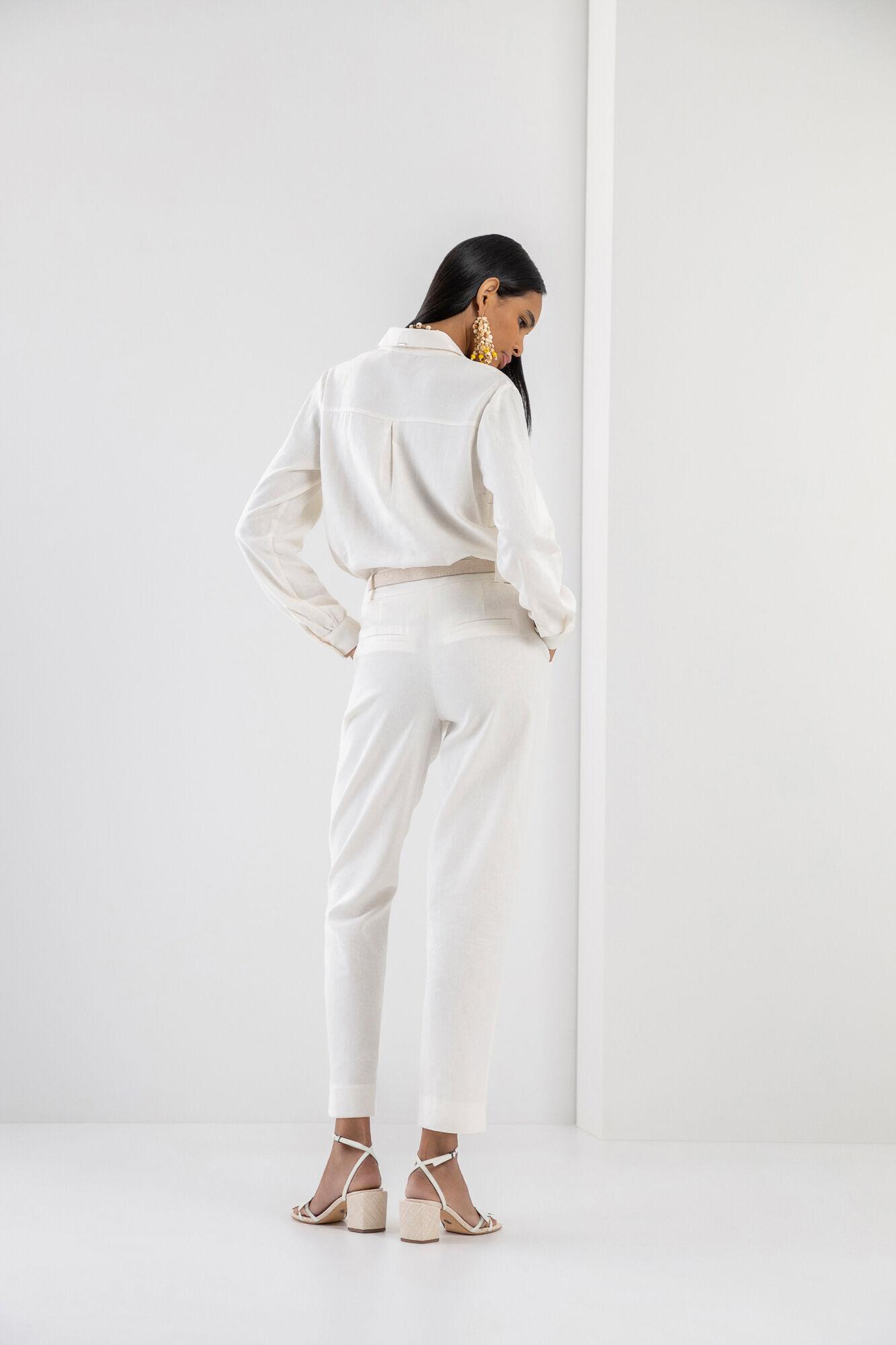 Camisa Manga Longa em Linho com Pregas, , large.