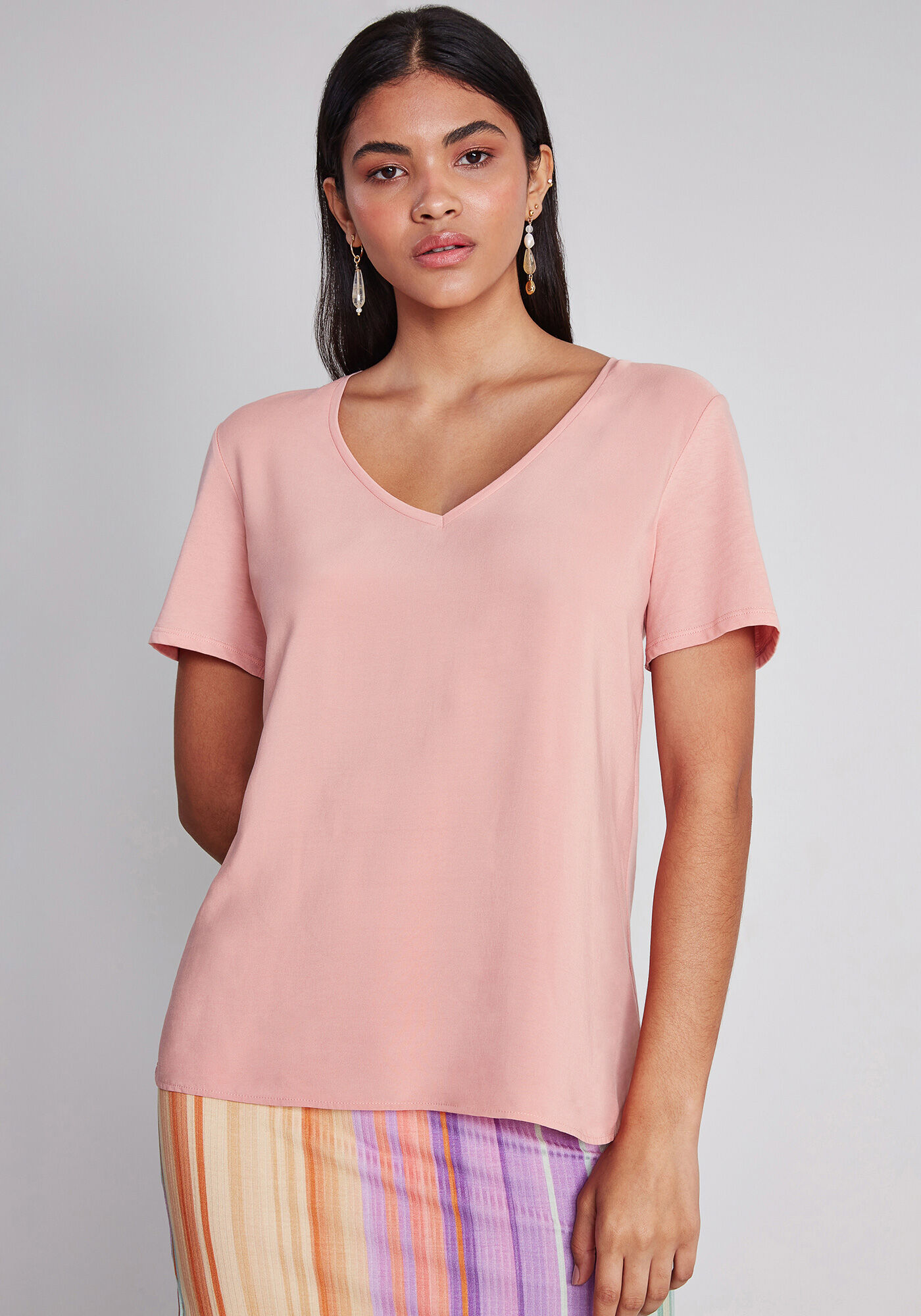 Blusa B&aacute;sica Decote V, , large.