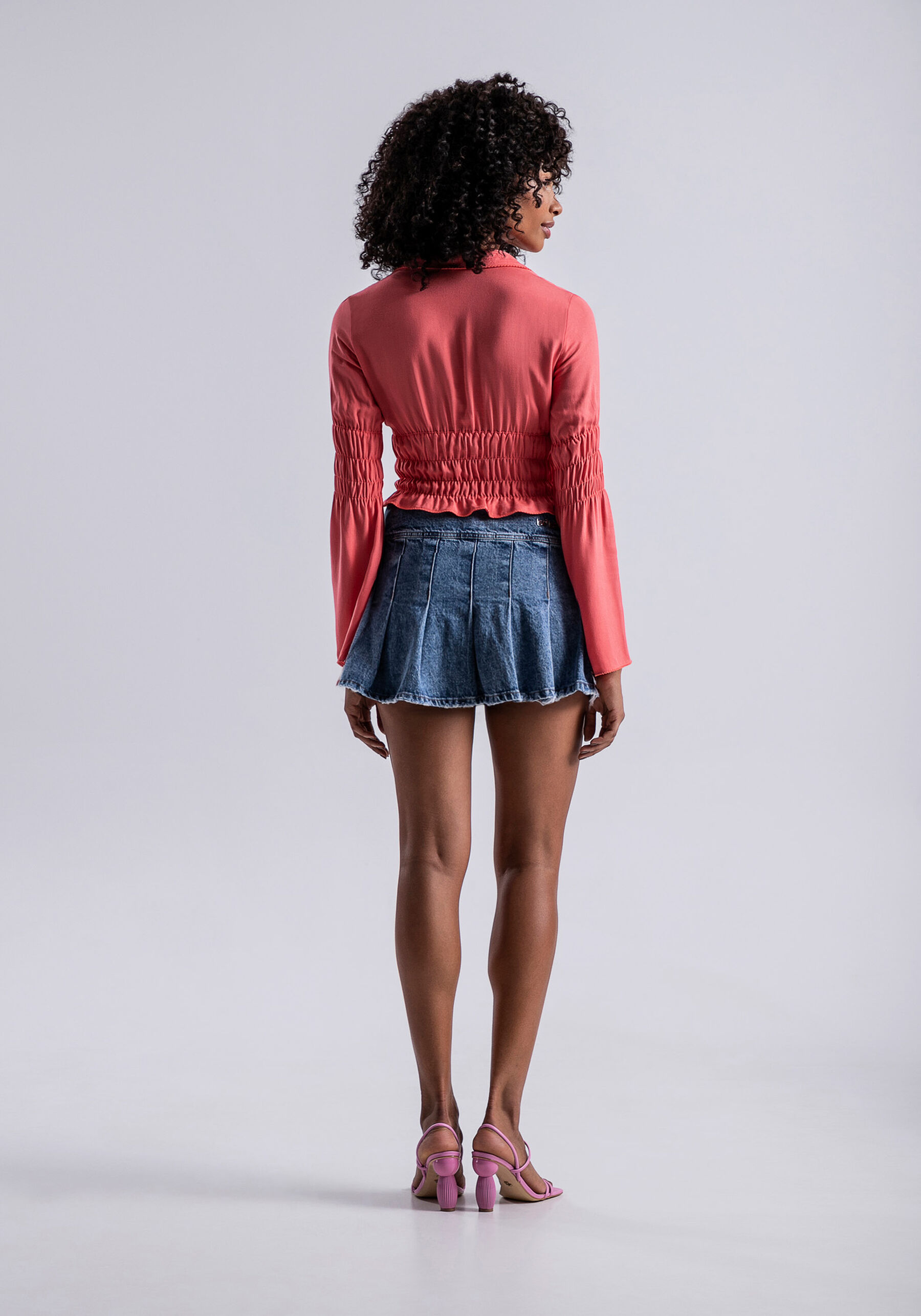 Blusa Manga Longa em Viscose com Franzidos, . Blusa Manga Longa em Viscose com Franzidos, , large.