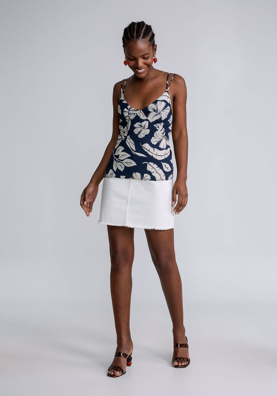 Blusa com Alças Laço Costas Estampa, . Blusa com Alças Laço Costas Estampa, , large.