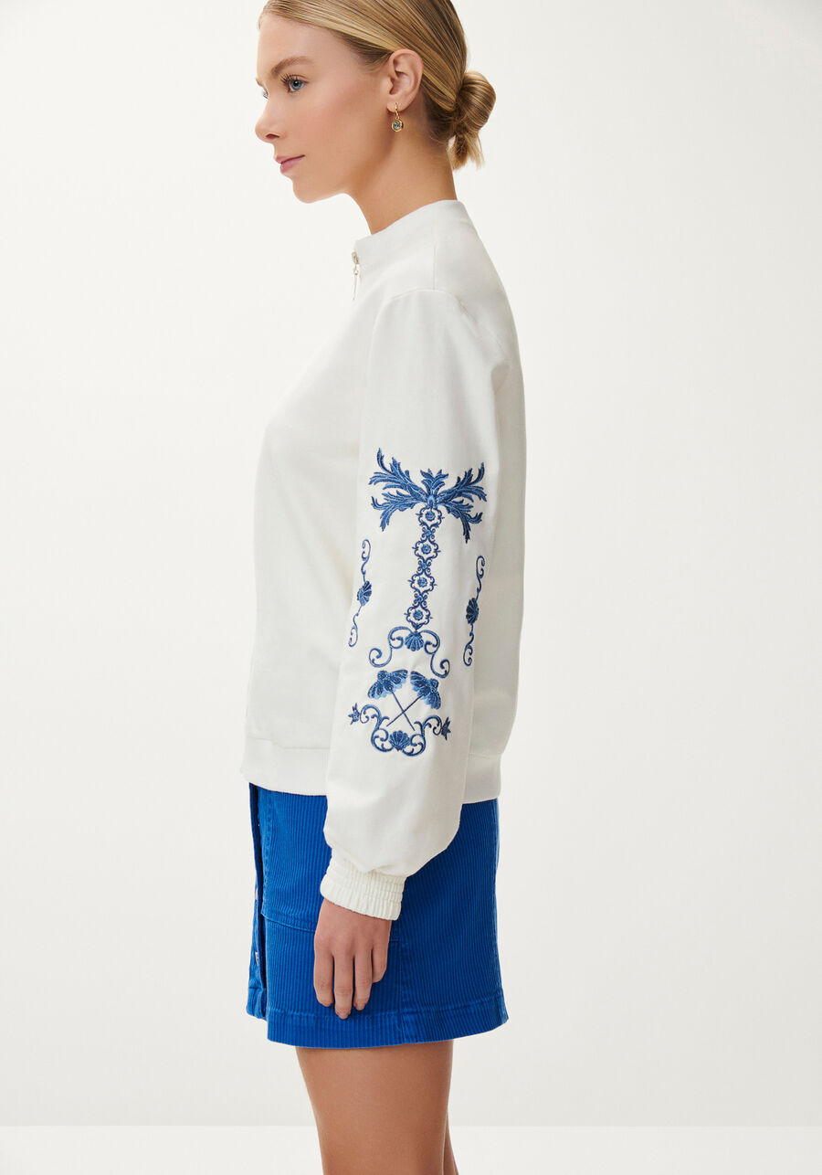 Jaqueta Bomber em Molecotton com Bordado Manga, . Jaqueta Bomber em Molecotton com Bordado Manga, , large.