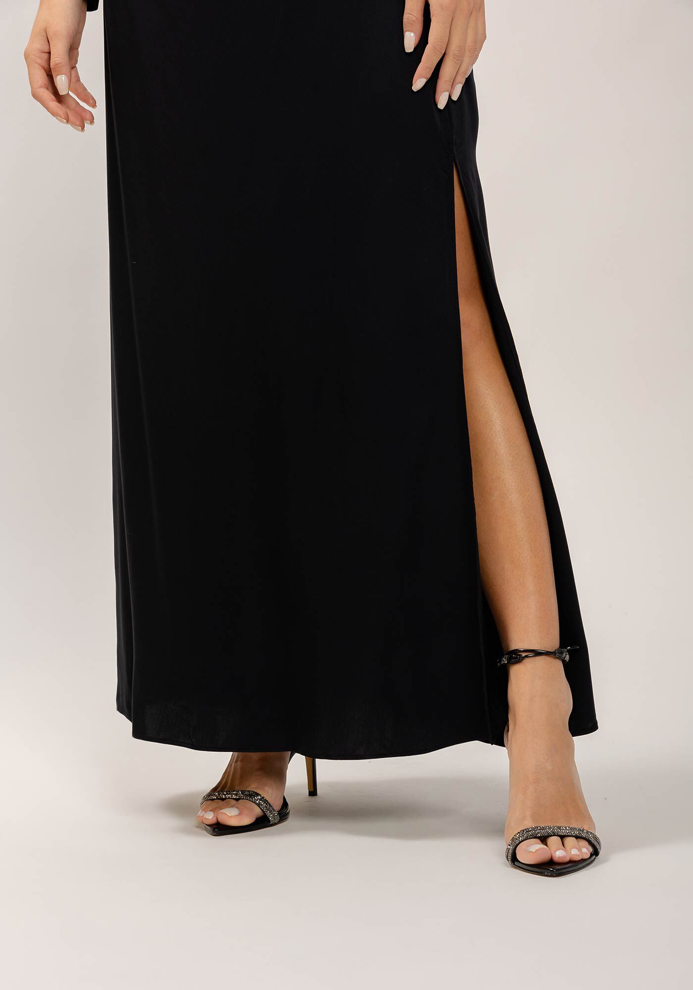 Saia Longa Reta Slim com Fenda, , large.