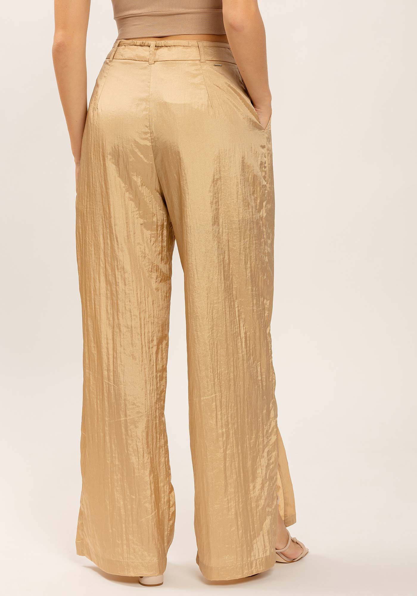 Cal&ccedil;a Reta em Nylon Brilho com Cinto, , large.