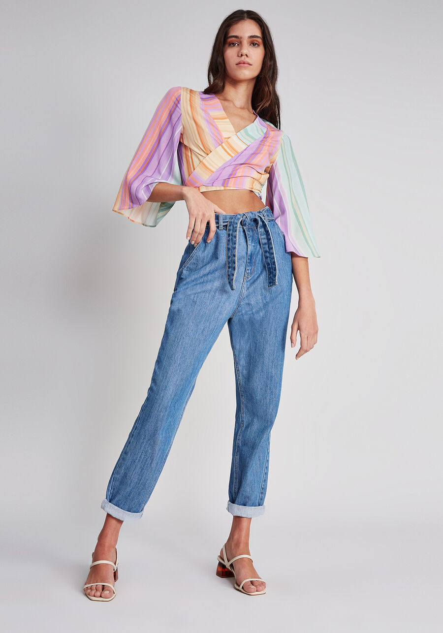 Blusa Manga 3/4 Cropped Transpasse, . Blusa Manga 3/4 Cropped Transpasse, , large.