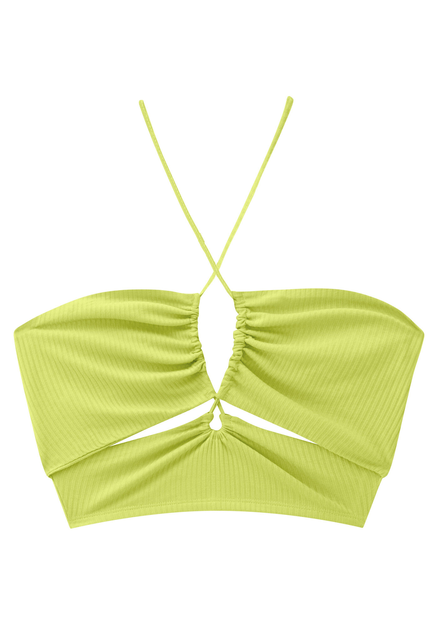 Blusa Frente &Uacute;nica Cropped Canelada com Cut Out, , large.