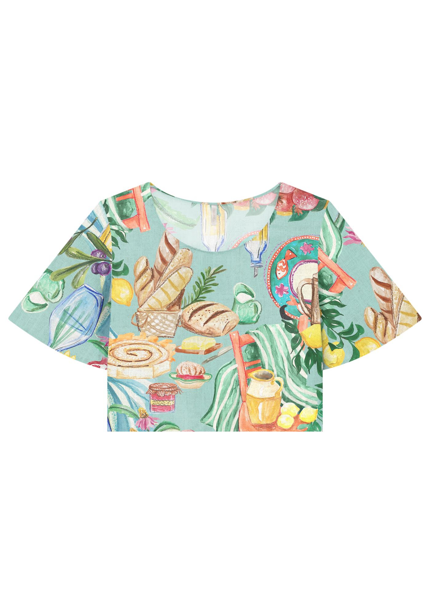 Blusa Cropped em Viscose com Manga Sino, , large.