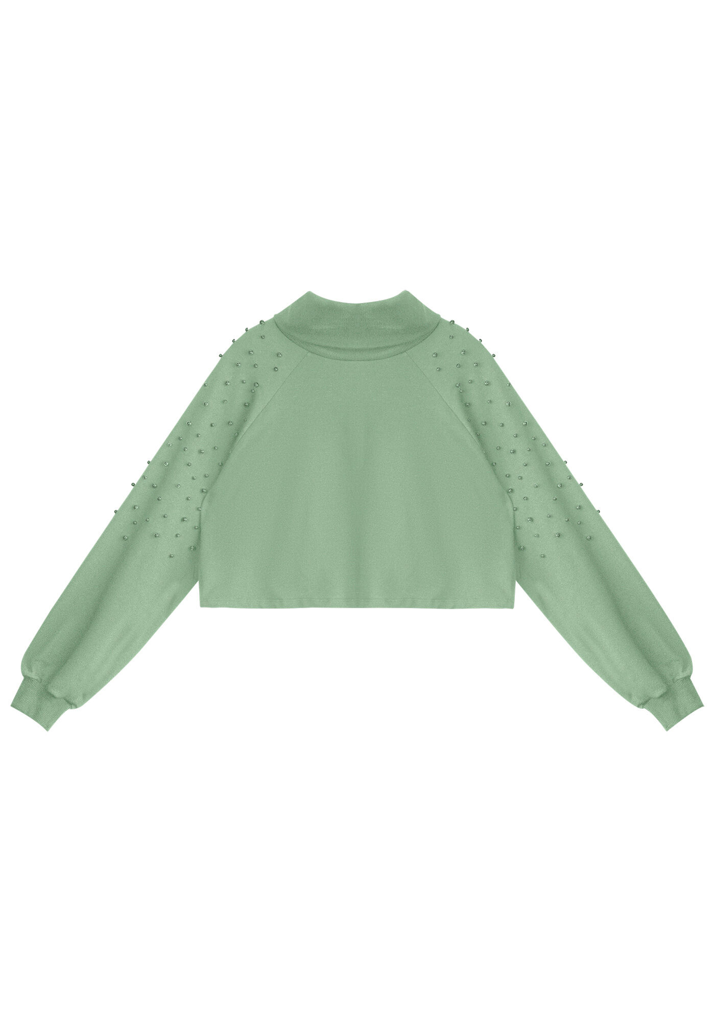 Blus&atilde;o Gola Alta em Molecotton com P&eacute;rolas, , large.