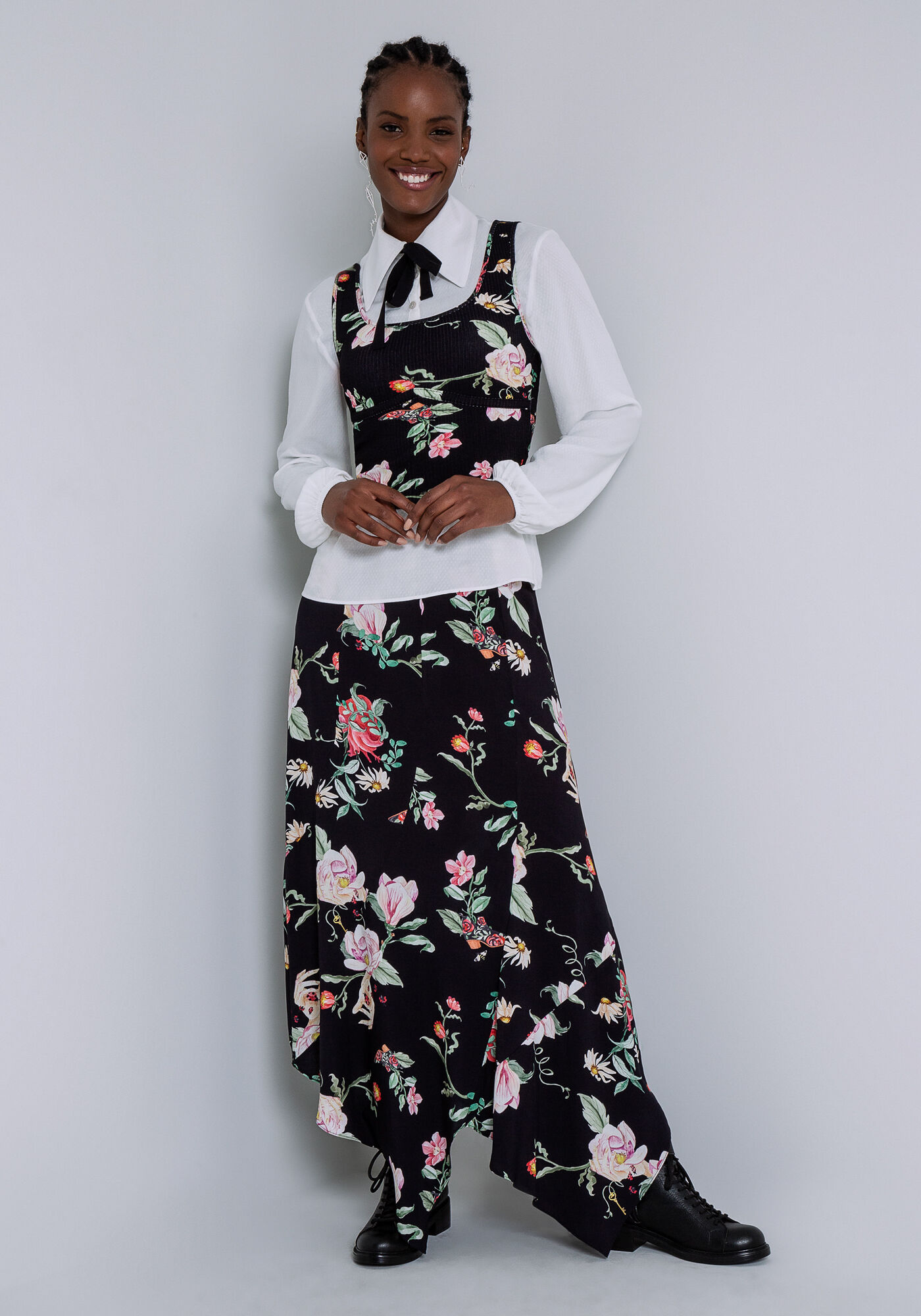 Regata Estampada em Malha com Recorte Busto, , large.