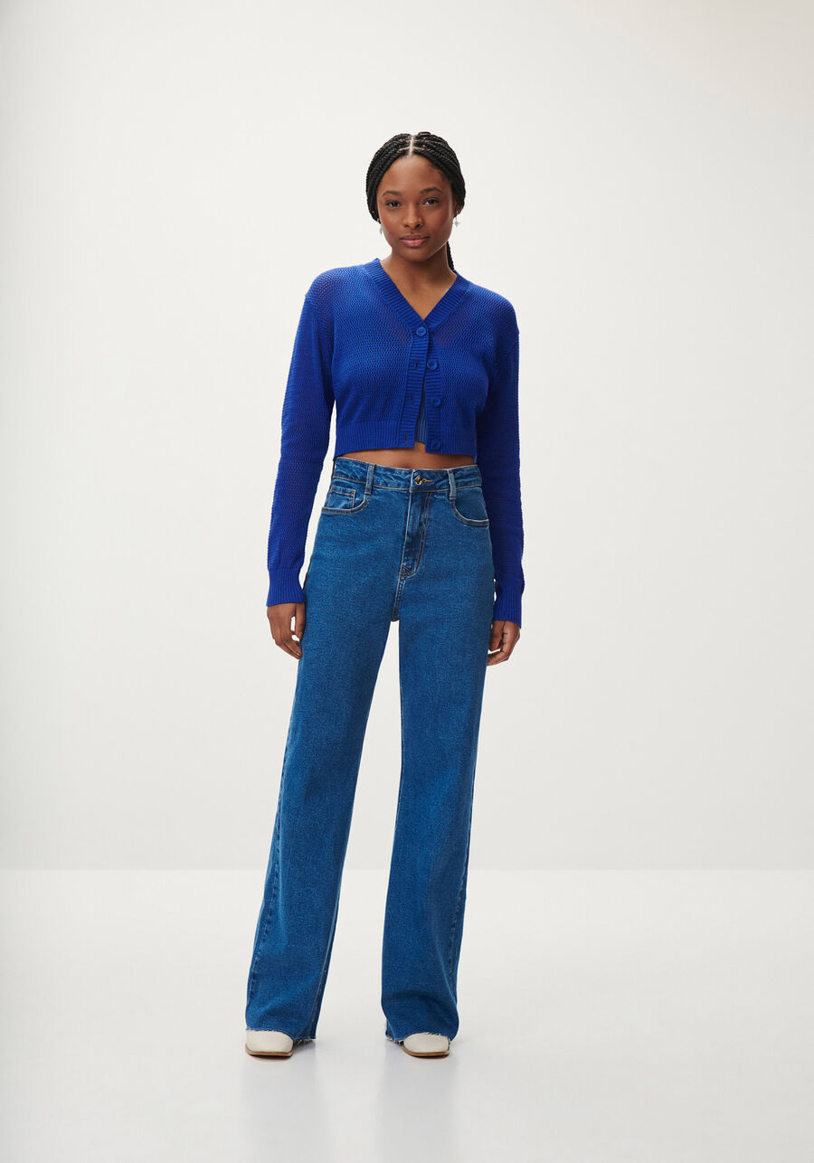 Cardigan Cropped em Tricô com Botões, . Cardigan Cropped em Tricô com Botões, , large.