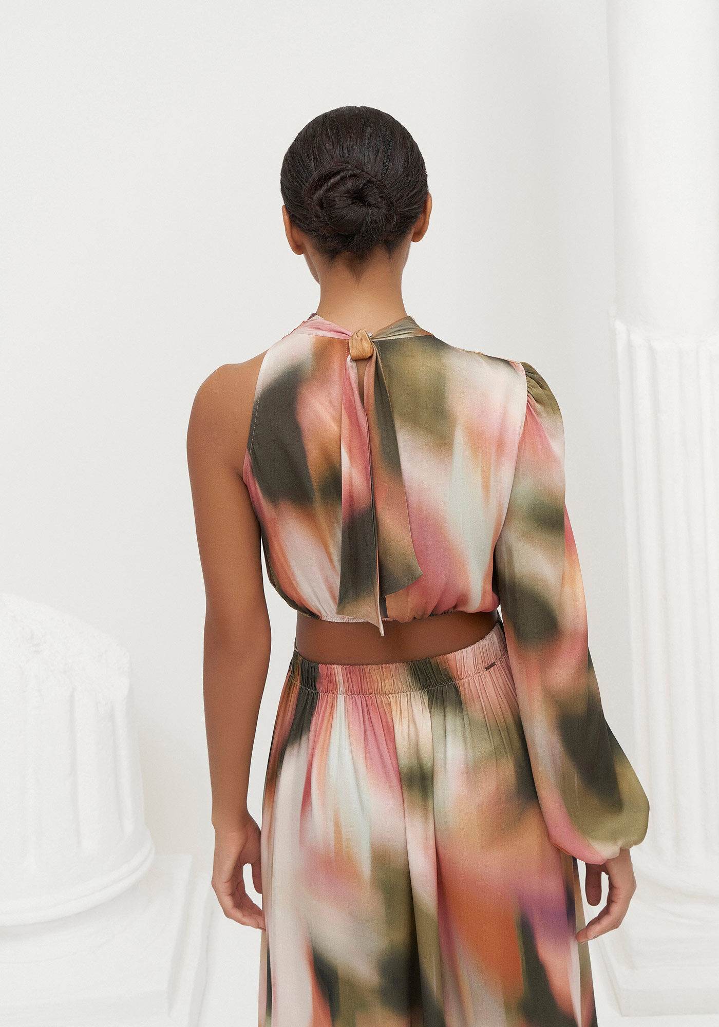 Vestido Midi Estampado em Viscose com Um Ombro S&oacute;, , large.