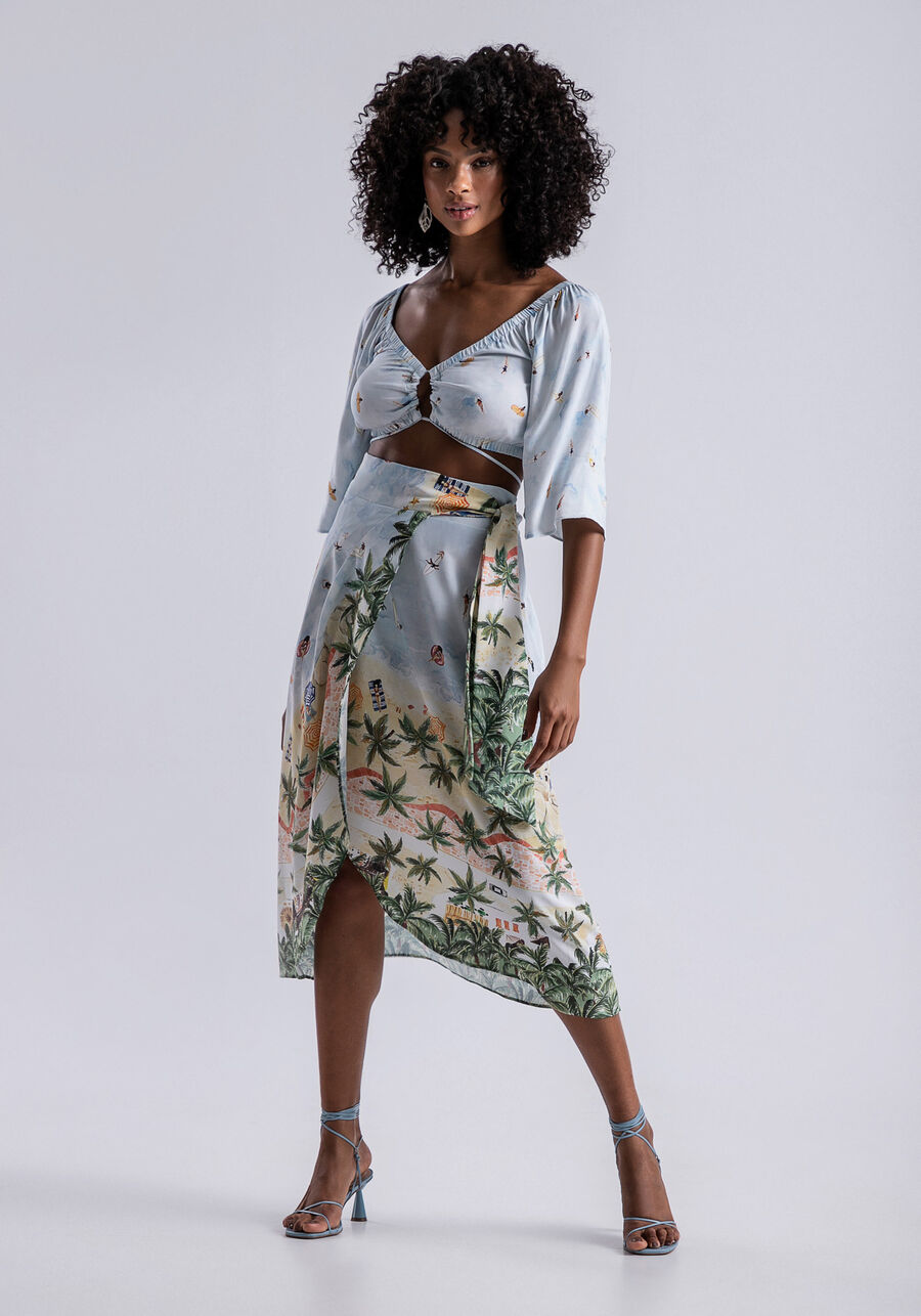 Blusa Estampada em Viscose com Amarração, . Blusa Estampada em Viscose com Amarração, , large.