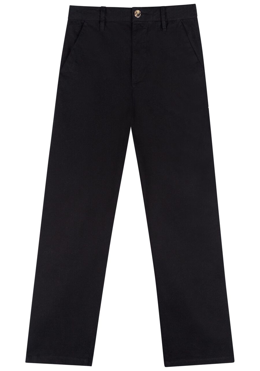 Calça Slim Cropped Com Cintura Alta Em Sarja Com Elastano, . Calça Slim Cropped Com Cintura Alta Em Sarja Com Elastano, , large.