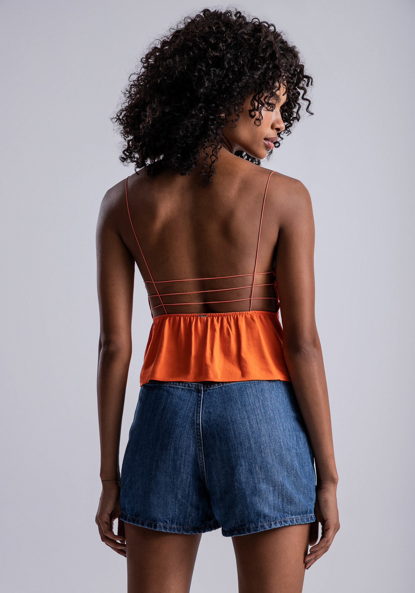 Blusa com Al&ccedil;as em Crepe Decote Reto, , large.