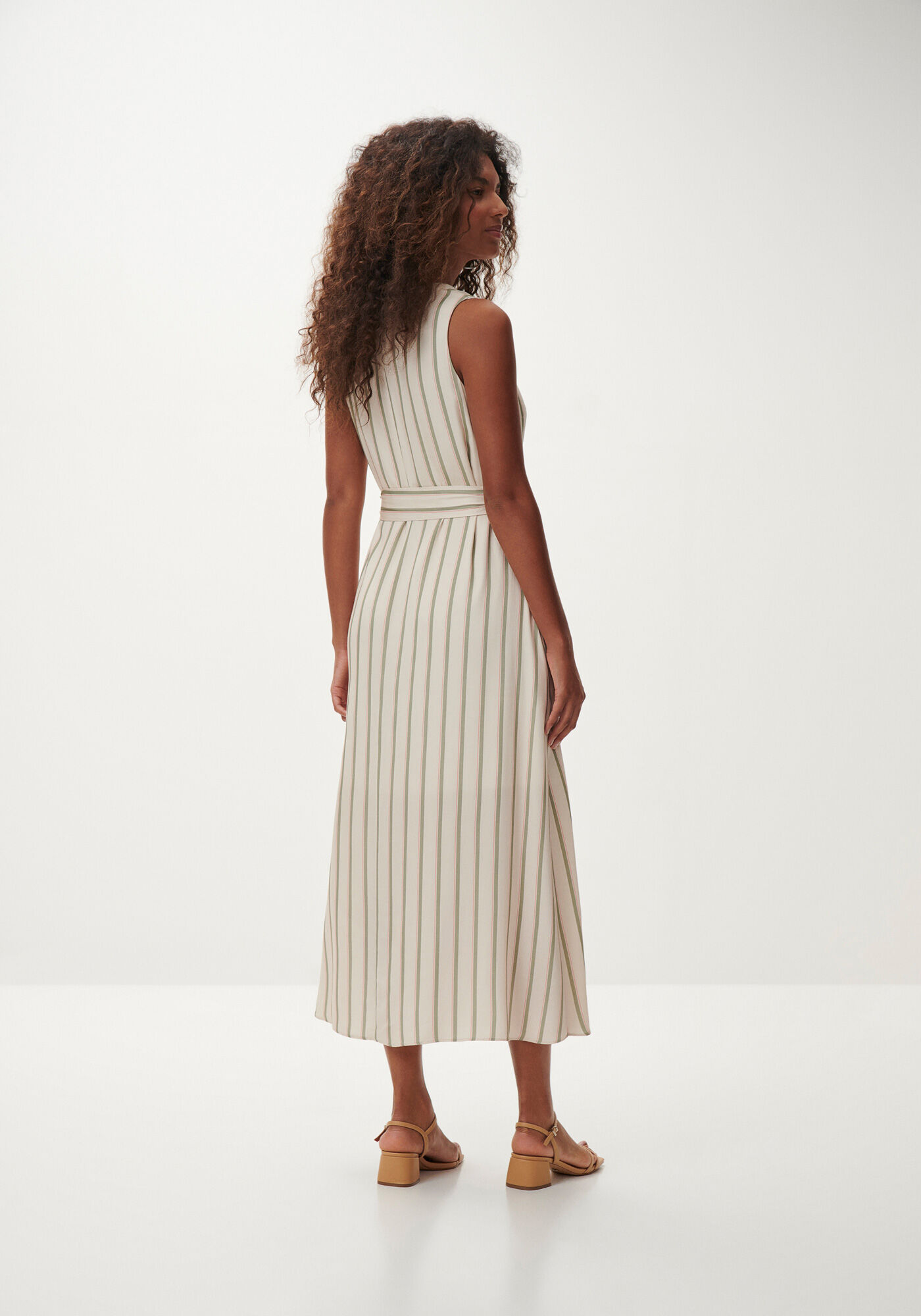 Vestido Midi Decote Quadrado com Cinto, , large.