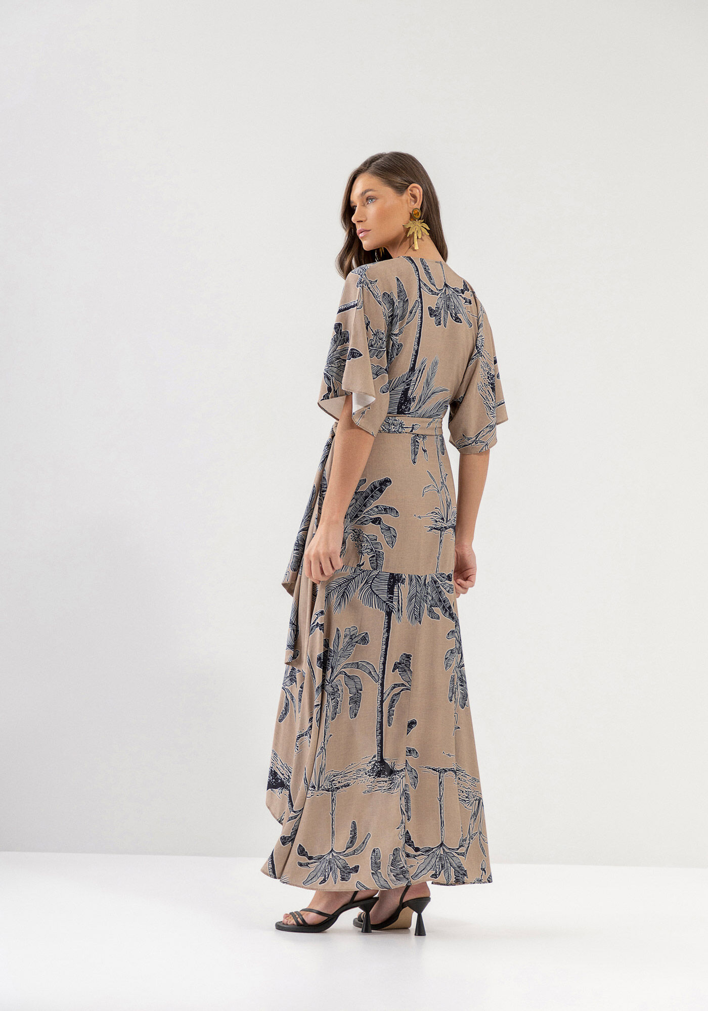 Vestido de viscose longo estampado discount