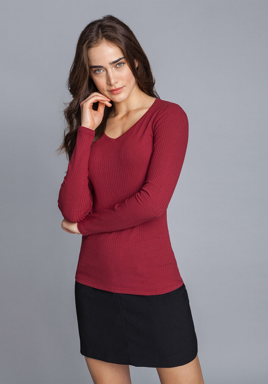 Blusa Manga Longa Decote V, . Blusa Manga Longa Decote V, , large.
