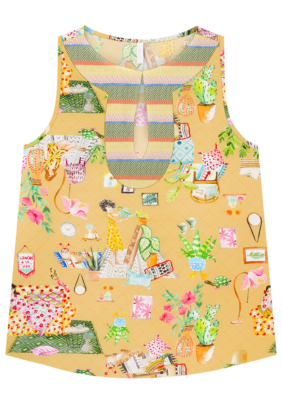 Blusa Sem Mangas com Recorte Decote, DOCE LAR. Blusa Sem Mangas com Recorte Decote, DOCE LAR, large.