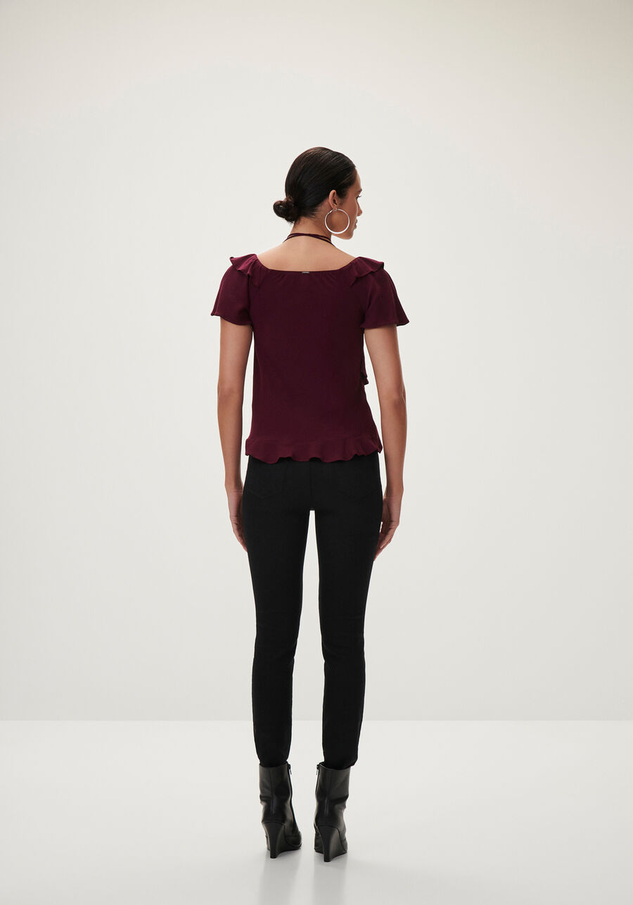 Blusa em Crepe com Babados e Amarração, . Blusa em Crepe com Babados e Amarração, , large.