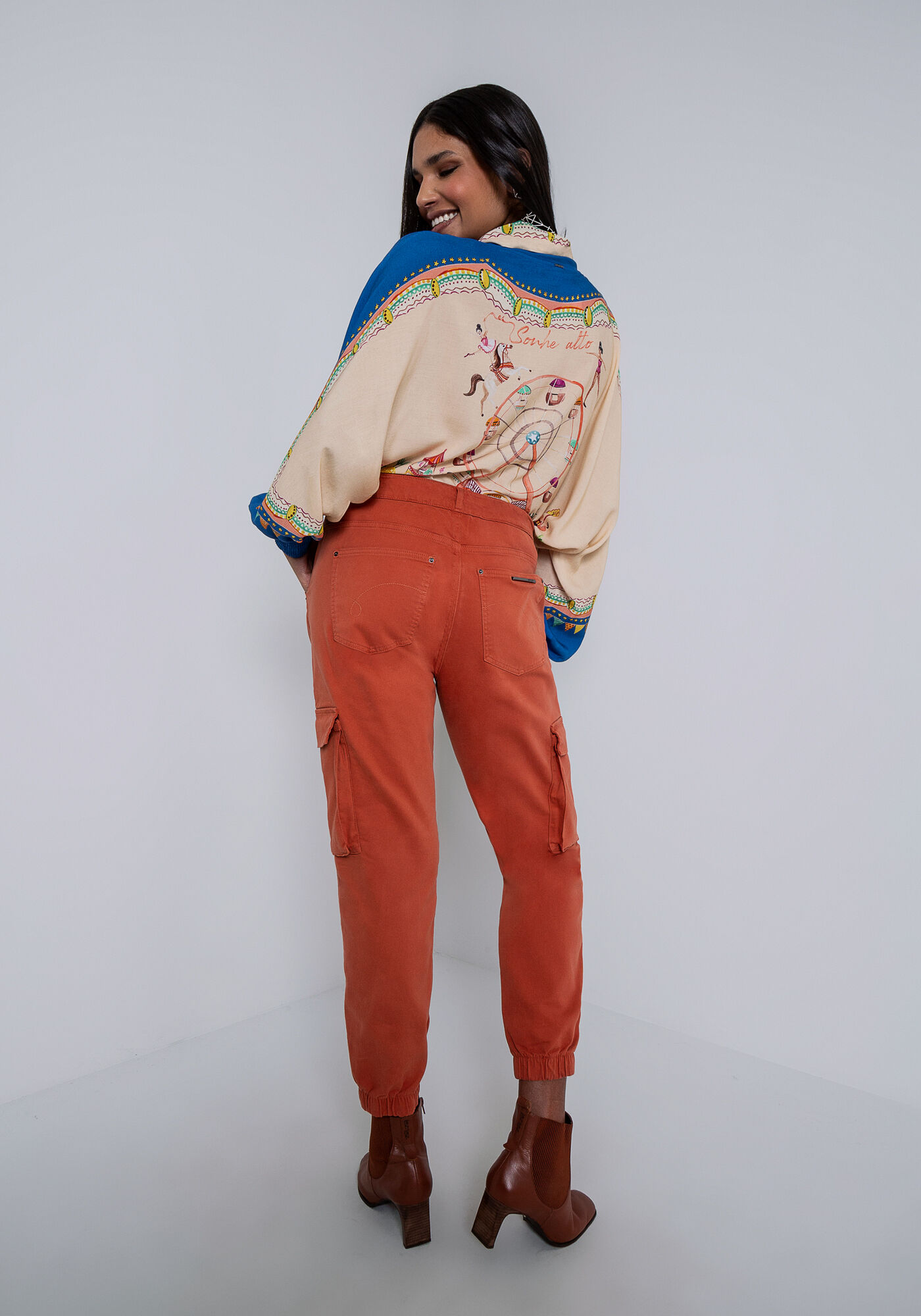 Cal&ccedil;a Sarja Jogging Cargo Elastic, MARROM OXIDO, large.