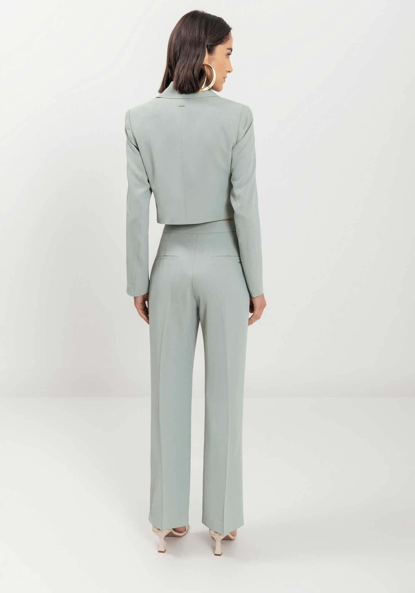 Cal&ccedil;a Reta De Cintura M&eacute;dia Com Bolsos, , large.