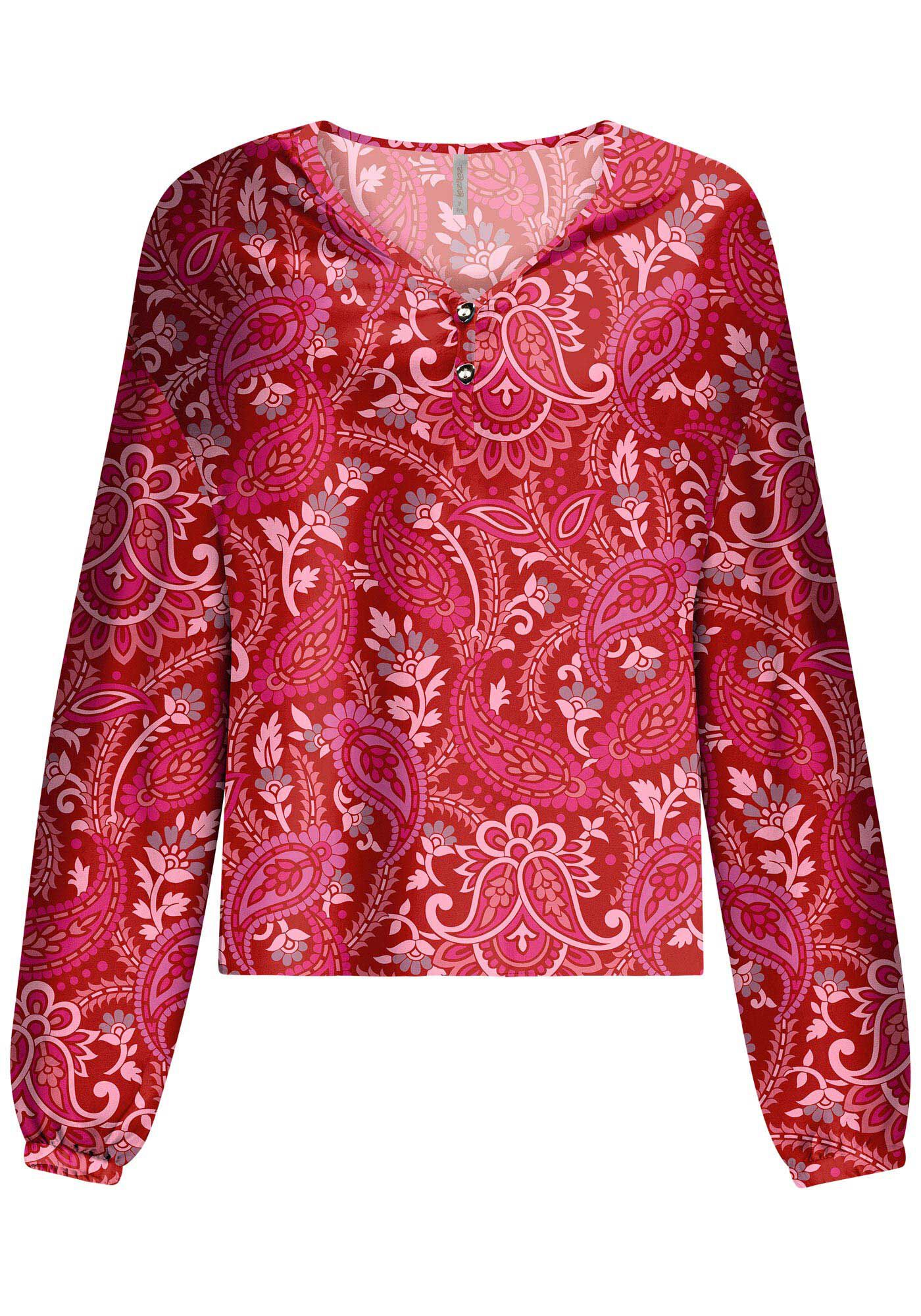 Blusa Manga Longa Estampada com Bot&otilde;es Decote, , large.