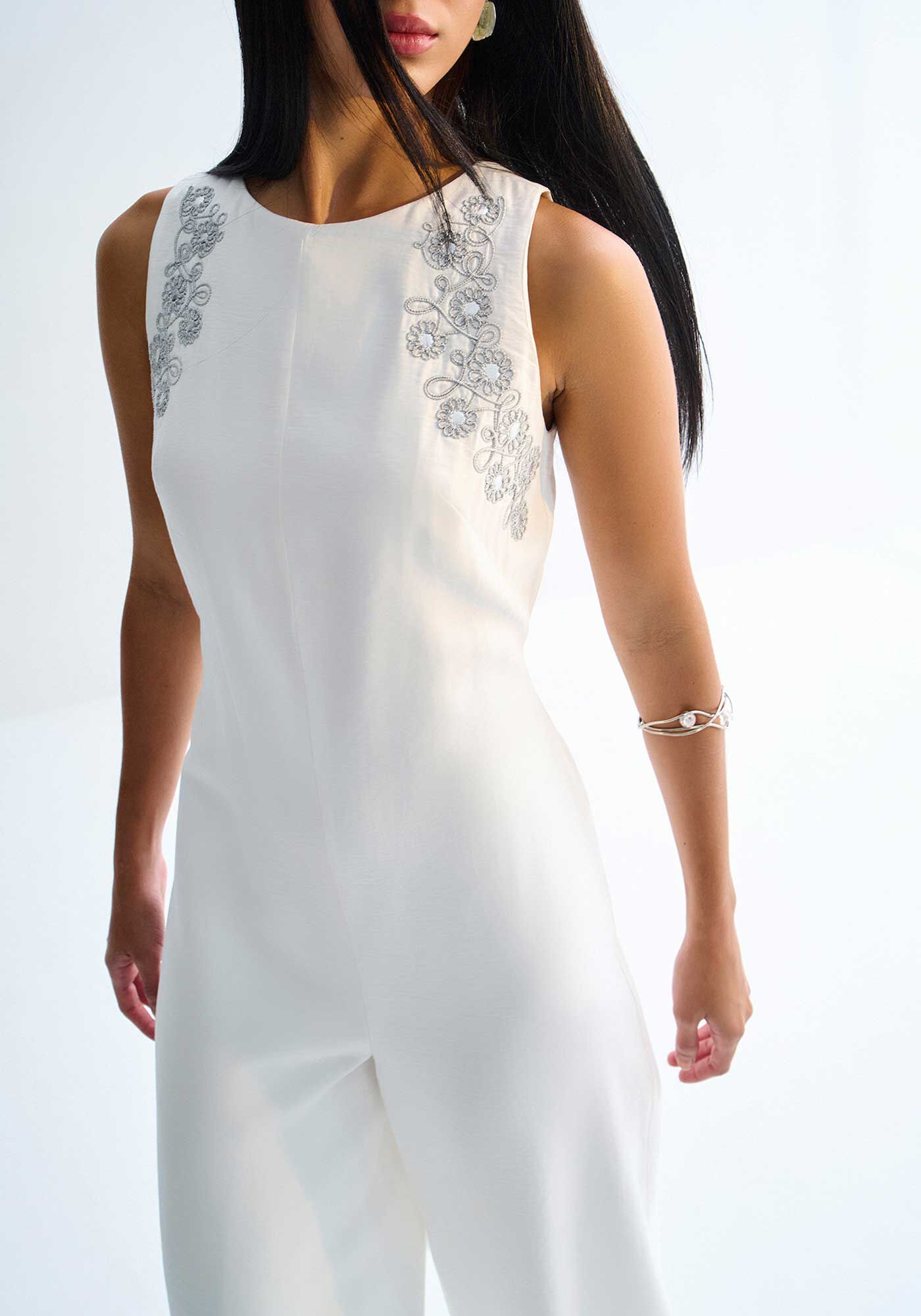 Macac&atilde;o Longo Reto com Bordado, BRANCO, large.