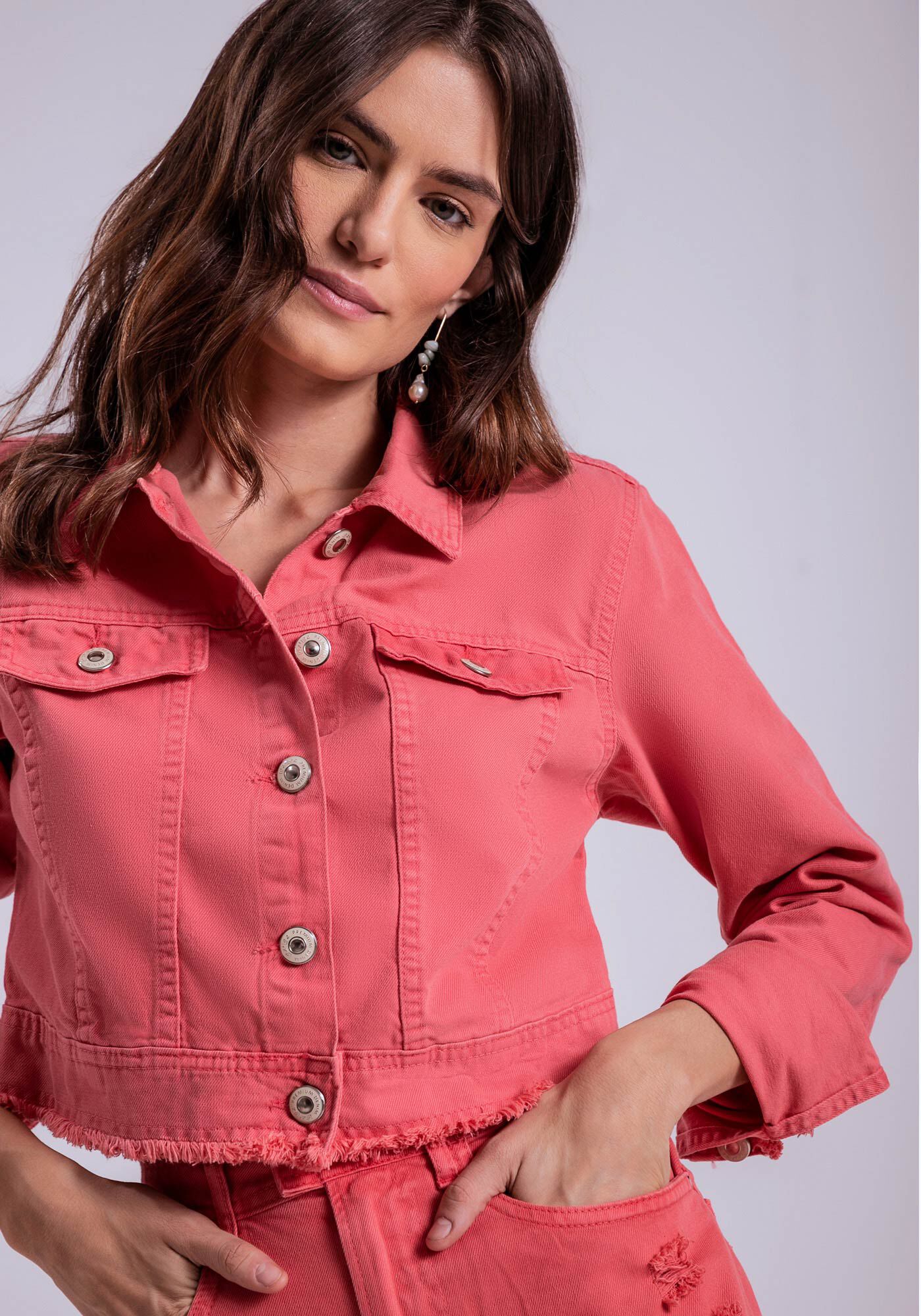Jaqueta cropped sarja hotsell