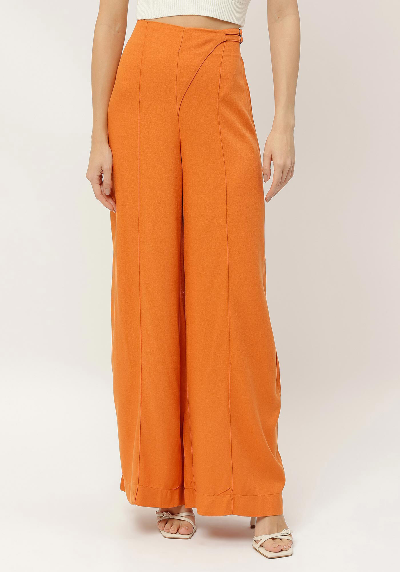 Cal&ccedil;a Pantalona em Crepe com Detalhe C&oacute;s, , large.