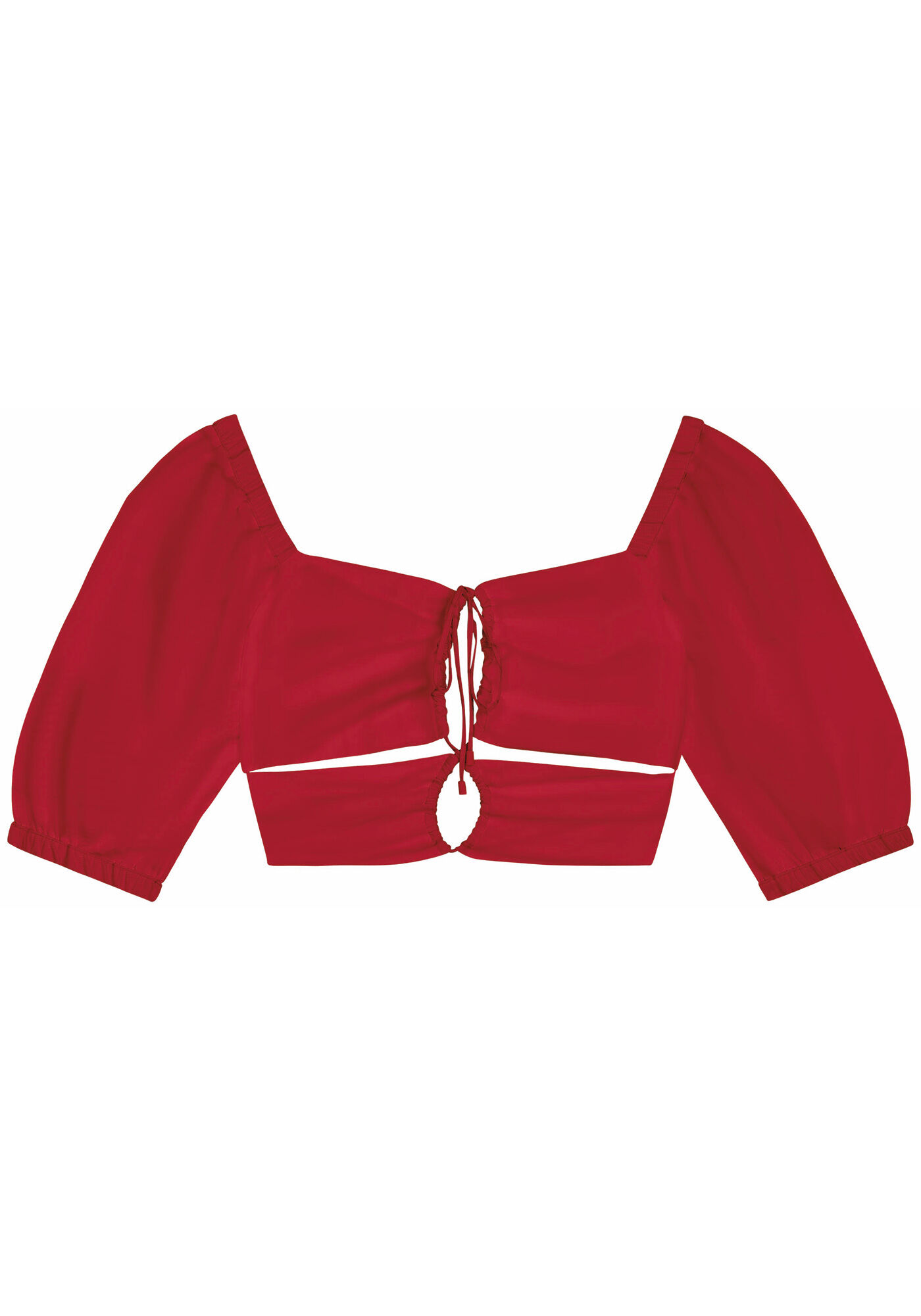 Blusa Cropped em Viscose com Amarra&ccedil;&atilde;o Frontal, , large.