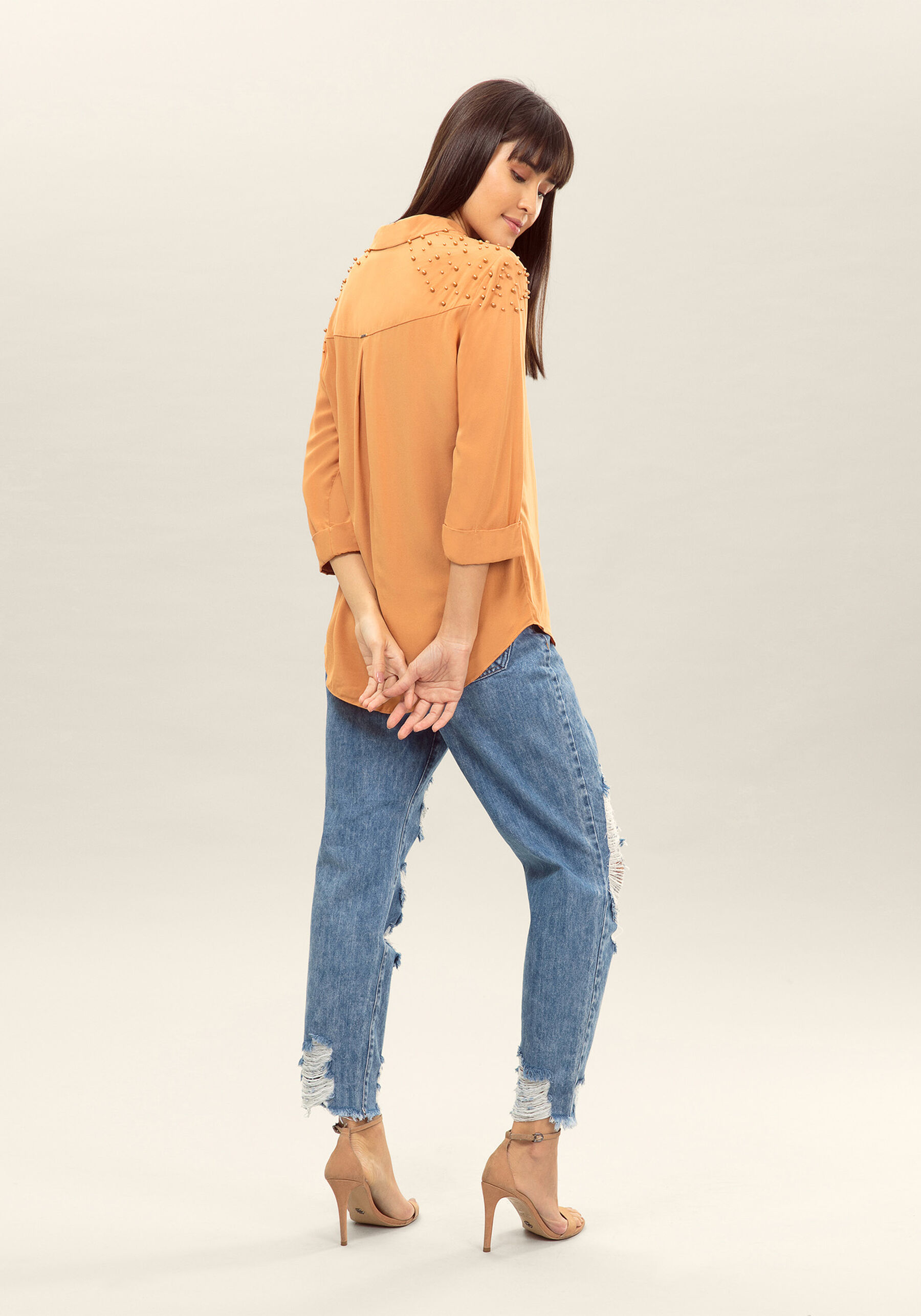 Camisa Manga 3/4 Pérolas Tecido, . Camisa Manga 3/4 Pérolas Tecido, , large.