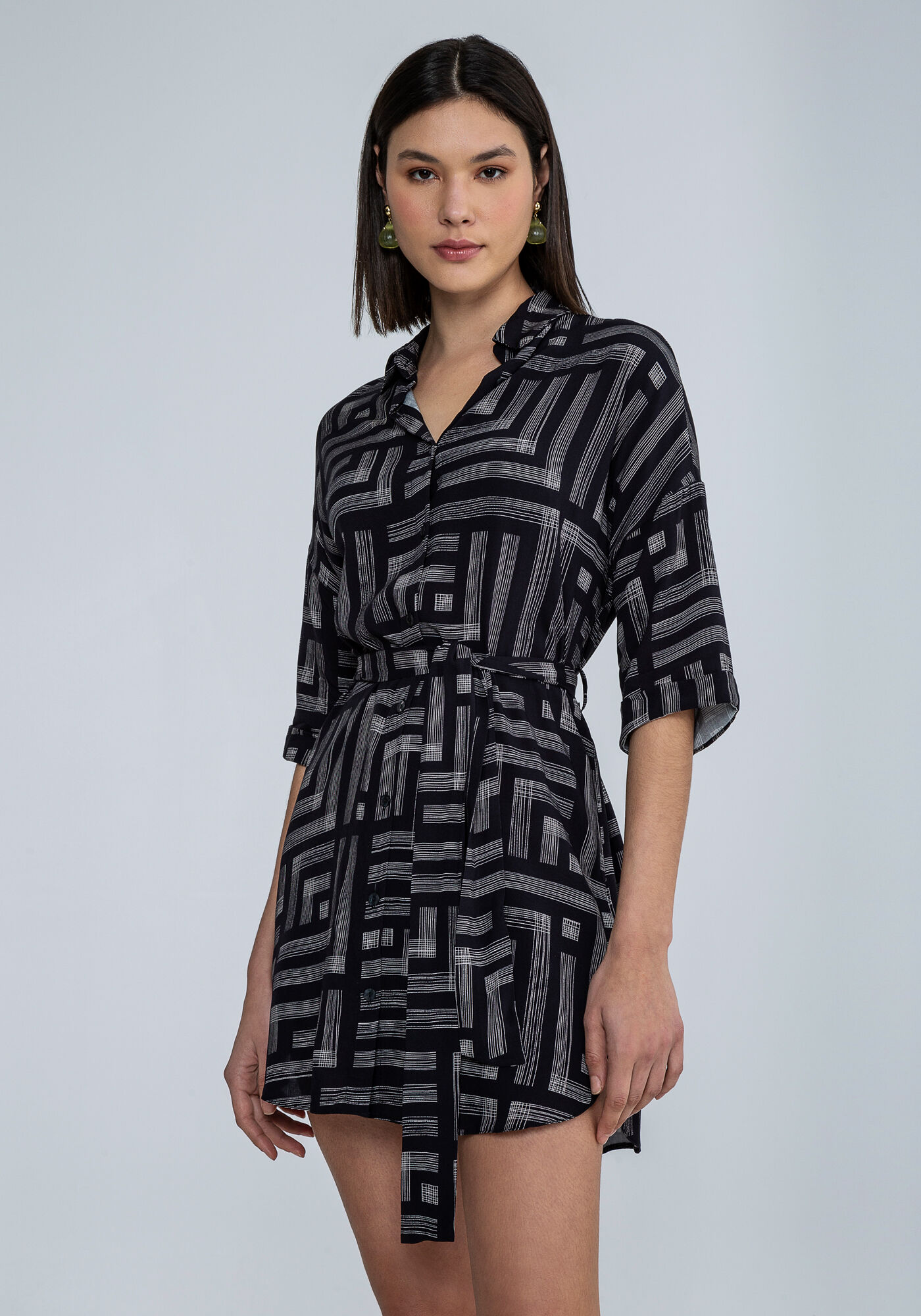 Camisa Sa&iacute;da de Praia com Faixa, EQUILIBRIO, large.