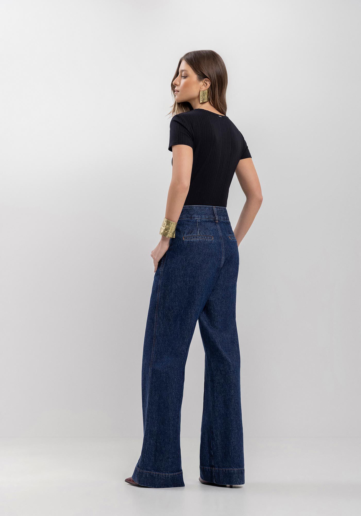 Blusa B&aacute;sica De Mangas Curtas Em Malha Canelada, , large.