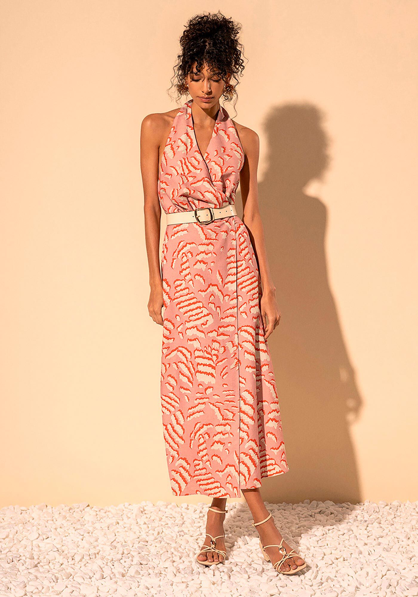 Vestido Ch&aacute; Transpassado Frente &Uacute;nica Estampado, ANIMAL PRINT ROSA, large.