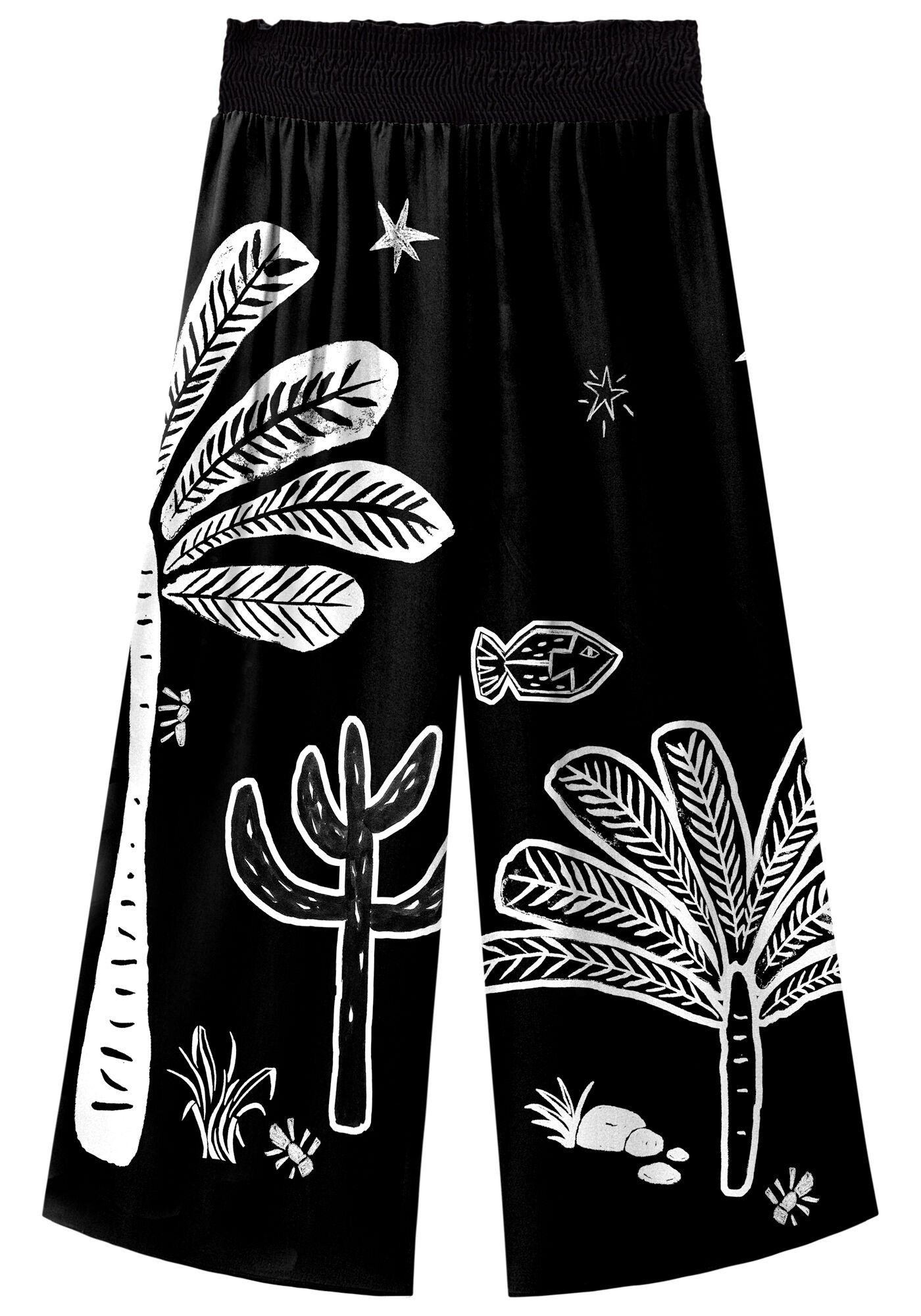 Cal&ccedil;a Pantacourt em Viscose com Estampa, , large.