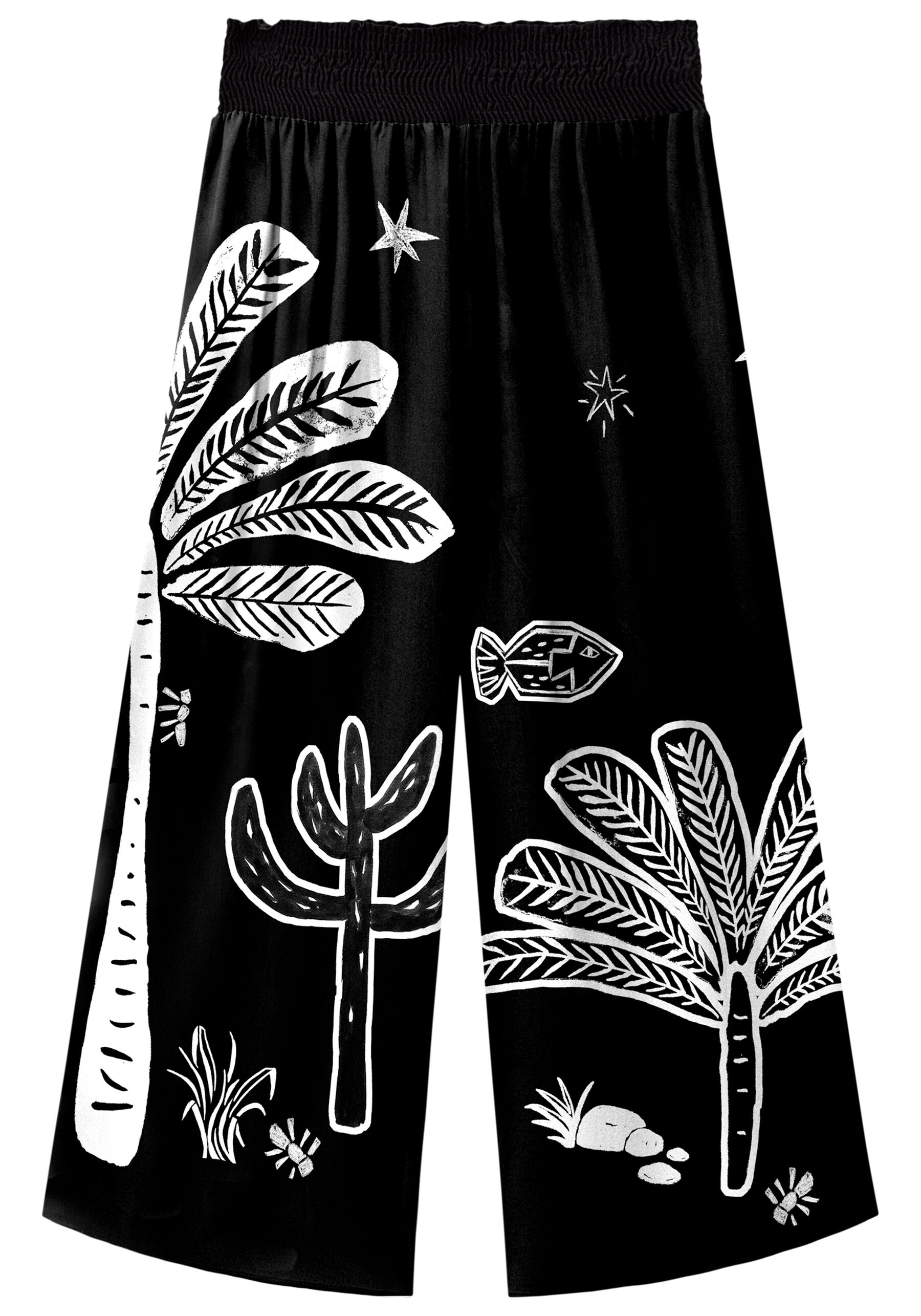 Calça Pantacourt em Viscose com Estampa, . Calça Pantacourt em Viscose com Estampa, , large.