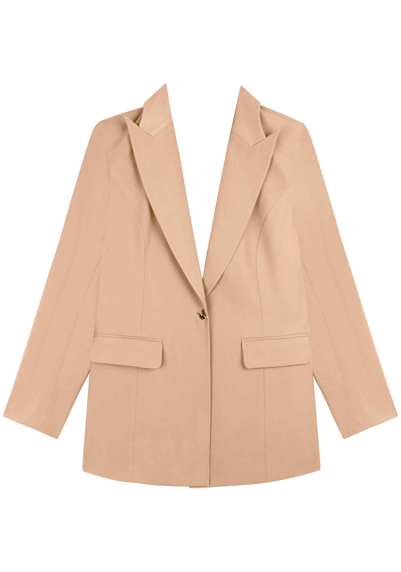 Blazer Alongado Em Alfaiataria Com Lapelas Frontais, BEGE CENTURY, large.