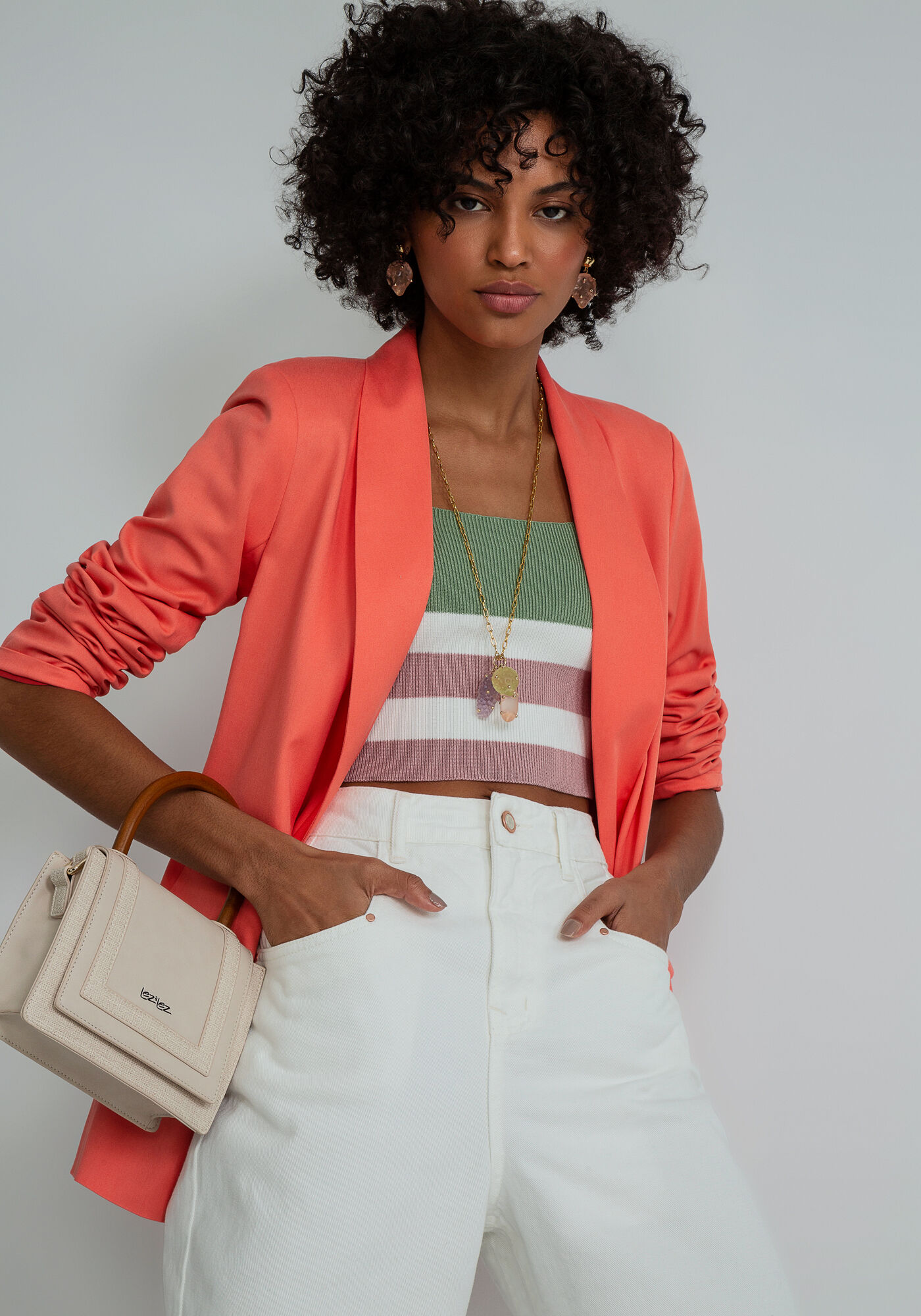 Blazer Manga Longa Boyfriend, SALMAO, large.