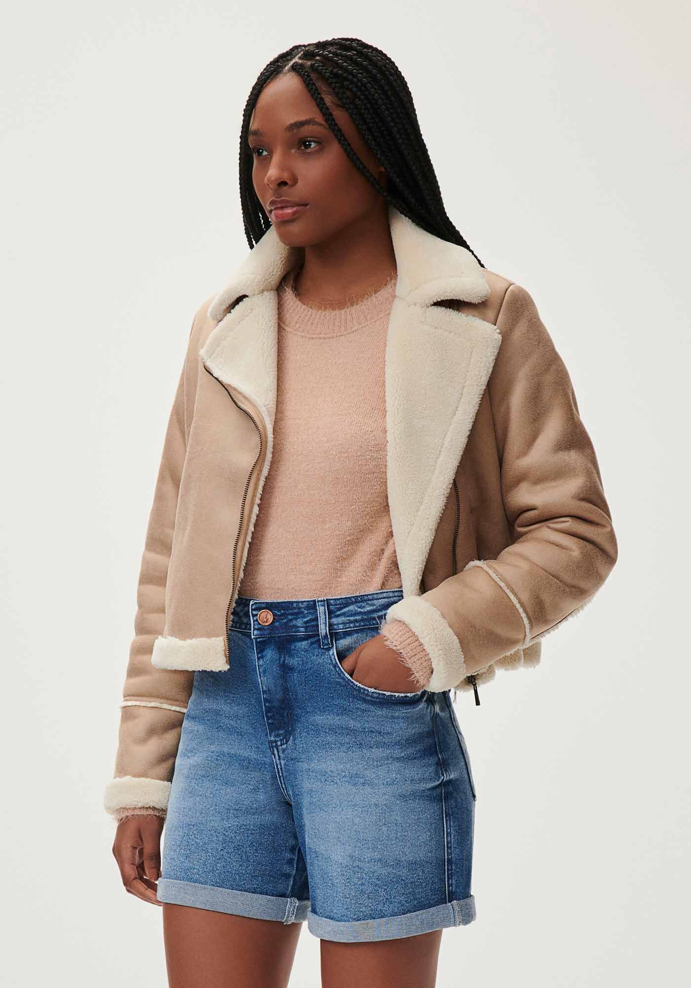 Bermuda Jeans Boyfriend com Elasticidade, , large.