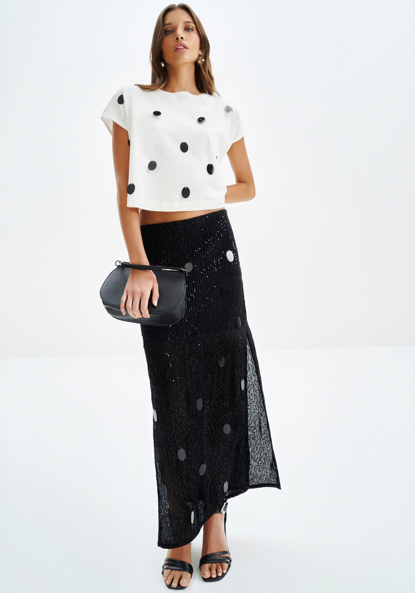 T-shirt em Malha com M&aacute;xi Paet&ecirc;s, , large.