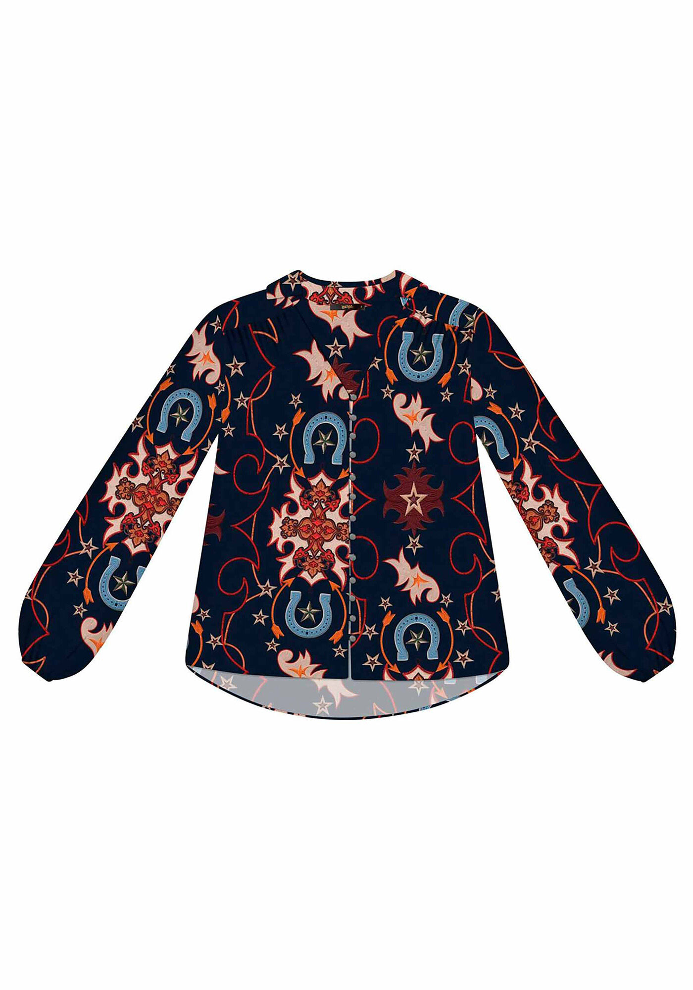 Camisa Manga Longa Estampada Tecido, , large.