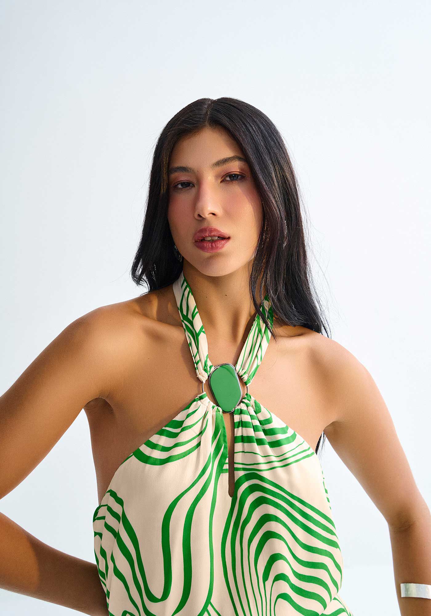 Blusa Cross Neck Estampada com Detalhe Aviamento, , large.